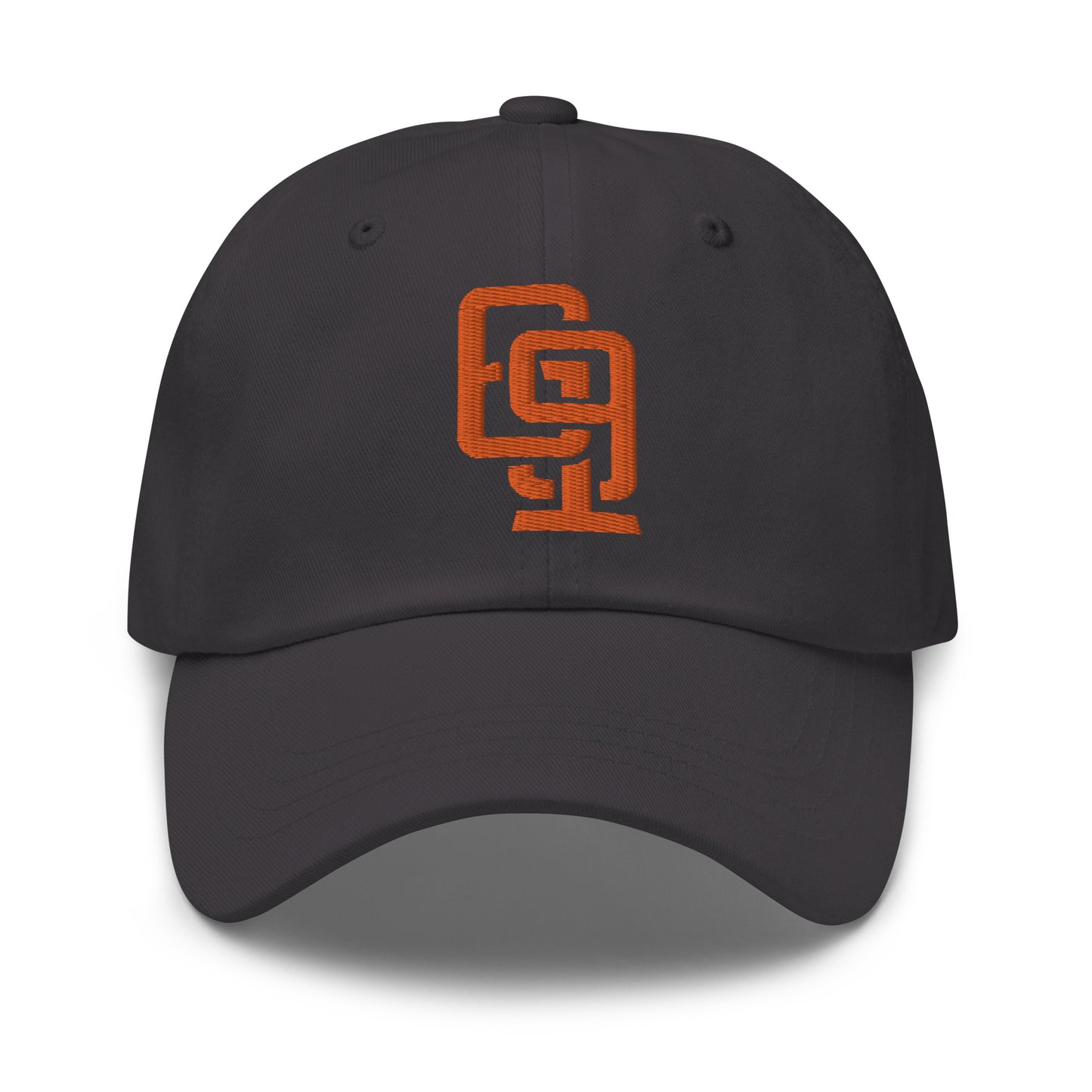 "619" Classic Dad Hat | Yupoong 6245CM | E Luna Brand ESSENTIAL Duocrest 2 Orange Thread Logos: Front & Left