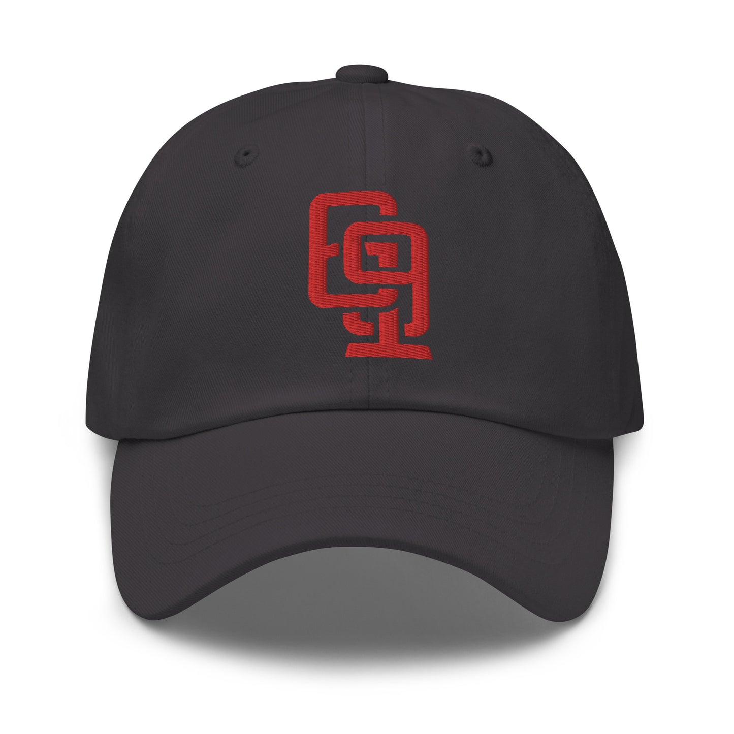 "619" Classic Dad Hat | Yupoong 6245CM | E Luna Brand ESSENTIAL Duocrest 2 Red Thread Logos: Front & Left