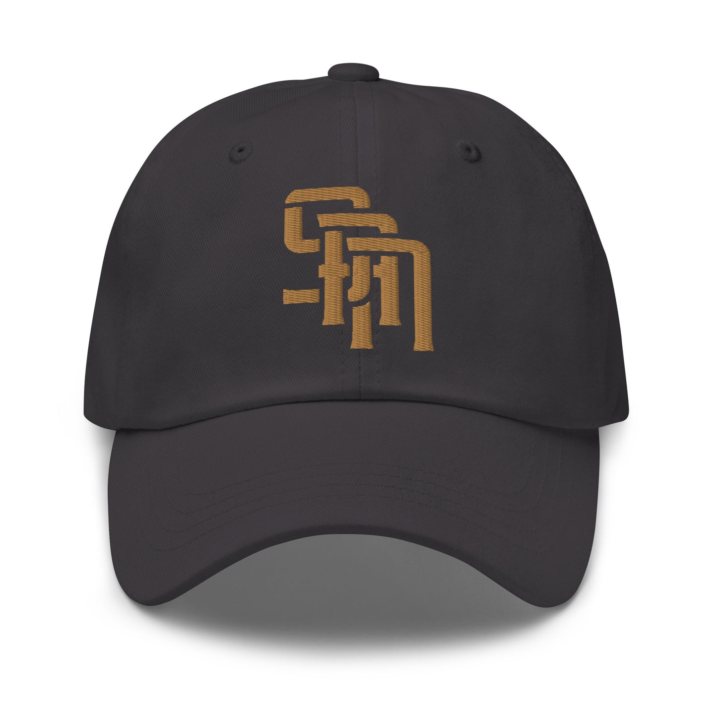 "SAN" Classic Dad Hat | Yupoong 6245CM | E Luna Brand ESSENTIAL Duocrest 2 Old Gold Thread Logos: Front & Left