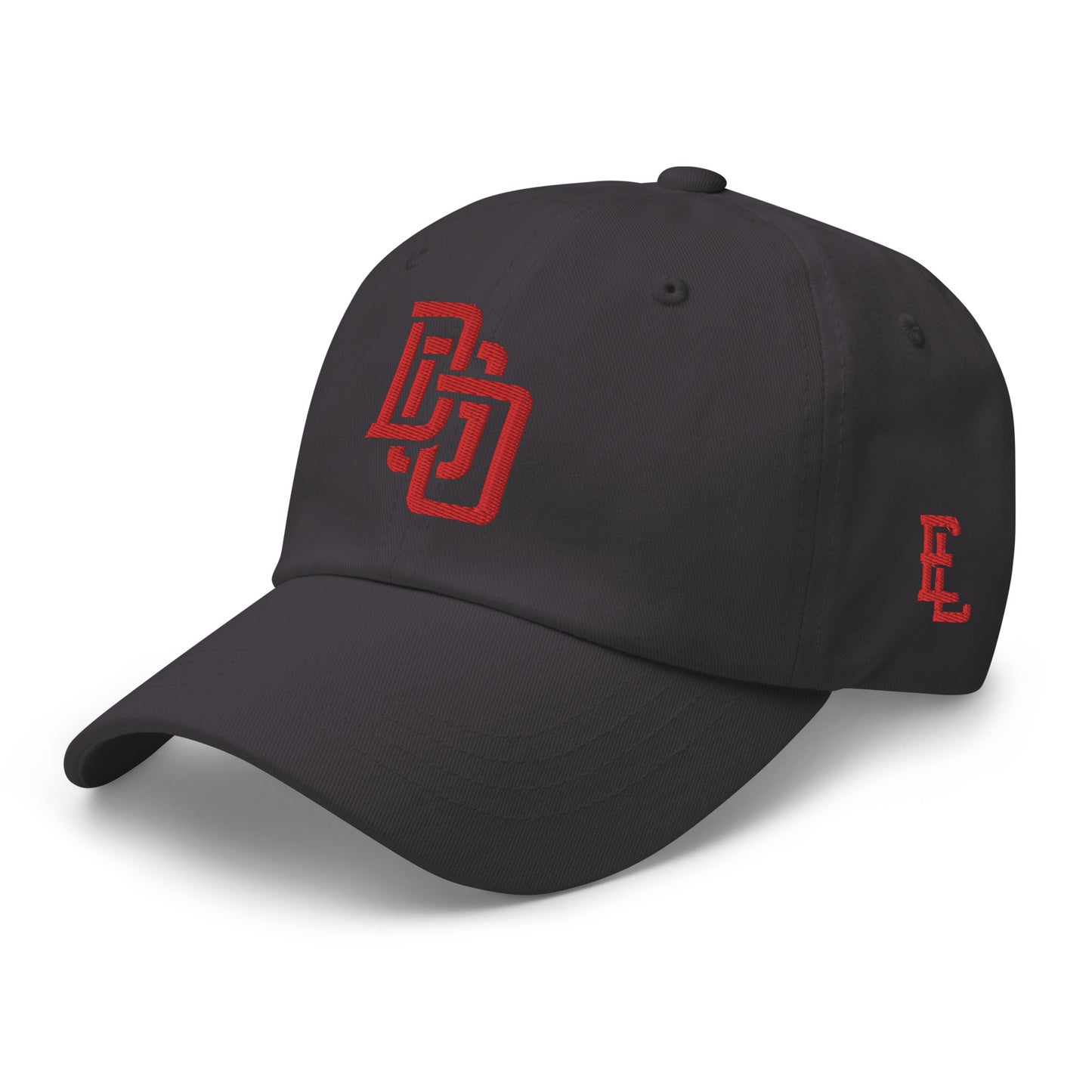 "DGO" Classic Dad Hat | Yupoong 6245CM | E Luna Brand ESSENTIAL Duocrest 2 Red Thread Logos: Front & Left