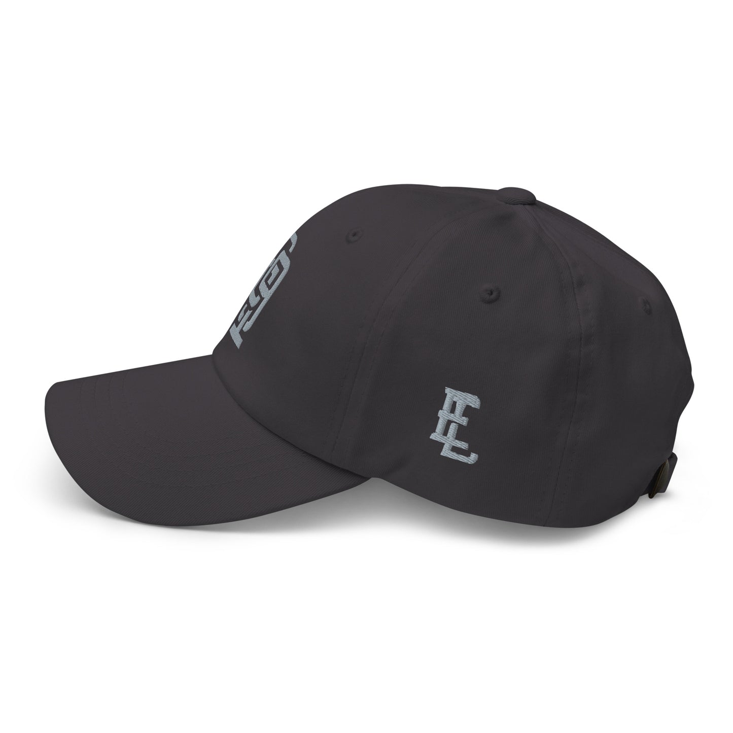 "619" Classic Dad Hat | Yupoong 6245CM | E Luna Brand ESSENTIAL Duocrest 2 Grey Thread Logos: Front & Left