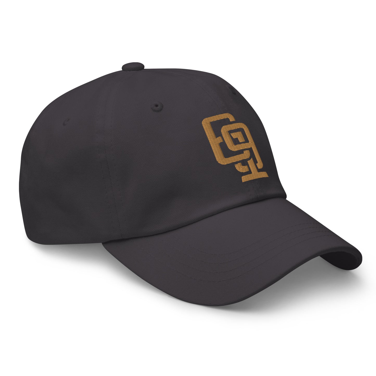 "619" Classic Dad Hat | Yupoong 6245CM | E Luna Brand ESSENTIAL Duocrest 2 Old Gold Thread Logos: Front & Left