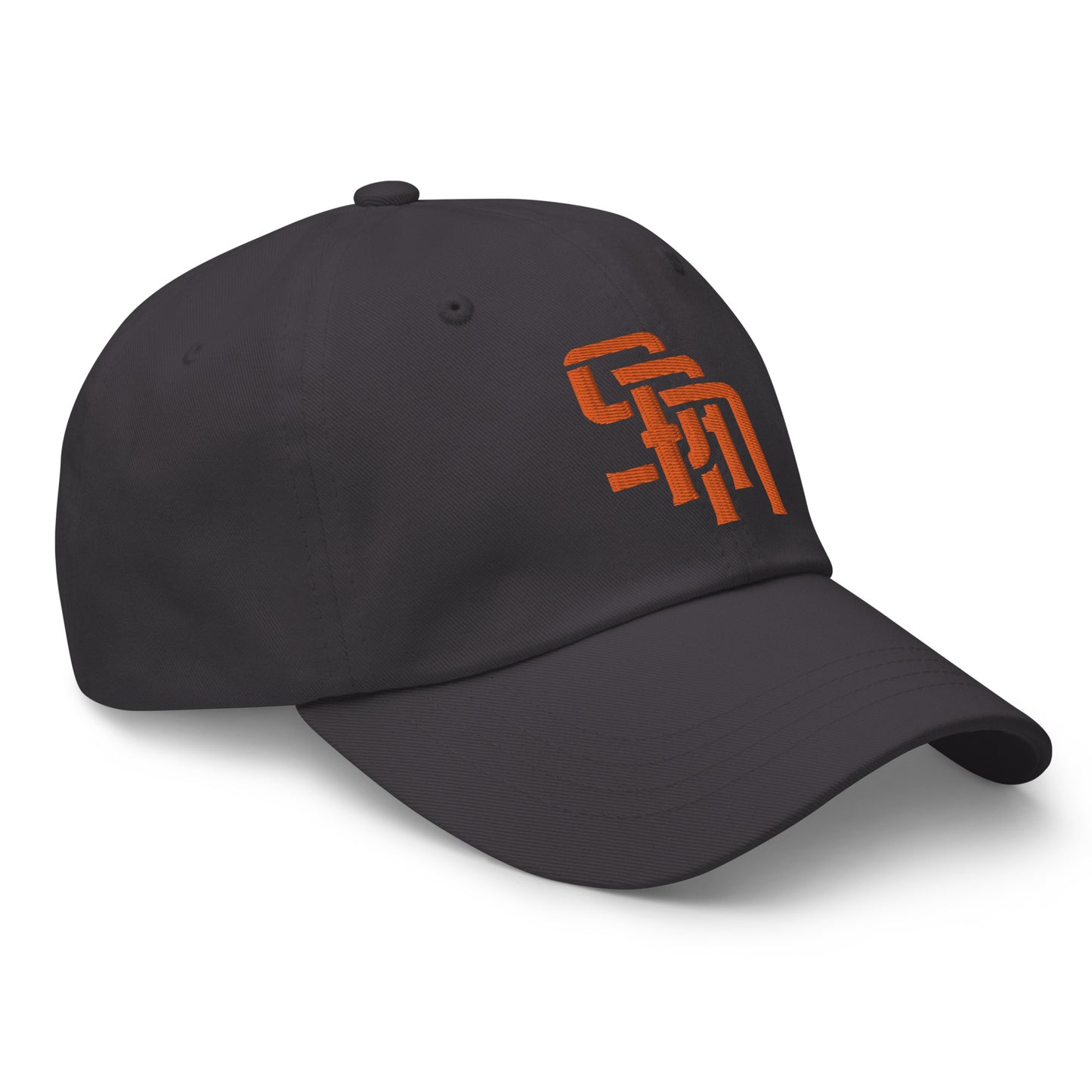 "SAN" Classic Dad Hat | Yupoong 6245CM | E Luna Brand ESSENTIAL Duocrest 2 Orange Thread Logos: Front & Left