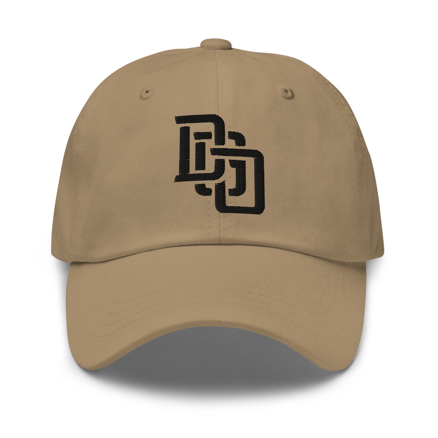 "DGO" Classic Dad Hat | Yupoong 6245CM | E Luna Brand ESSENTIAL Duocrest 2 Black Thread Logos: Front & Left