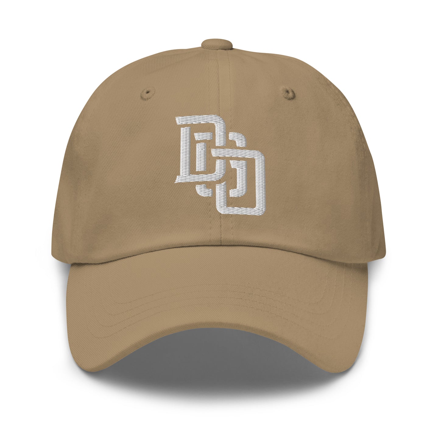 "DGO" Classic Dad Hat | Yupoong 6245CM | E Luna Brand ESSENTIAL Duocrest 2 White Thread Logos: Front & Left