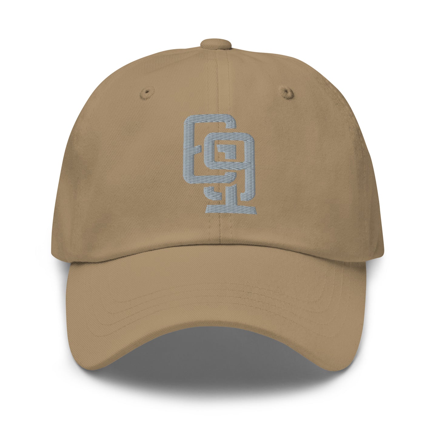 "619" Classic Dad Hat | Yupoong 6245CM | E Luna Brand ESSENTIAL Duocrest 2 Grey Thread Logos: Front & Left