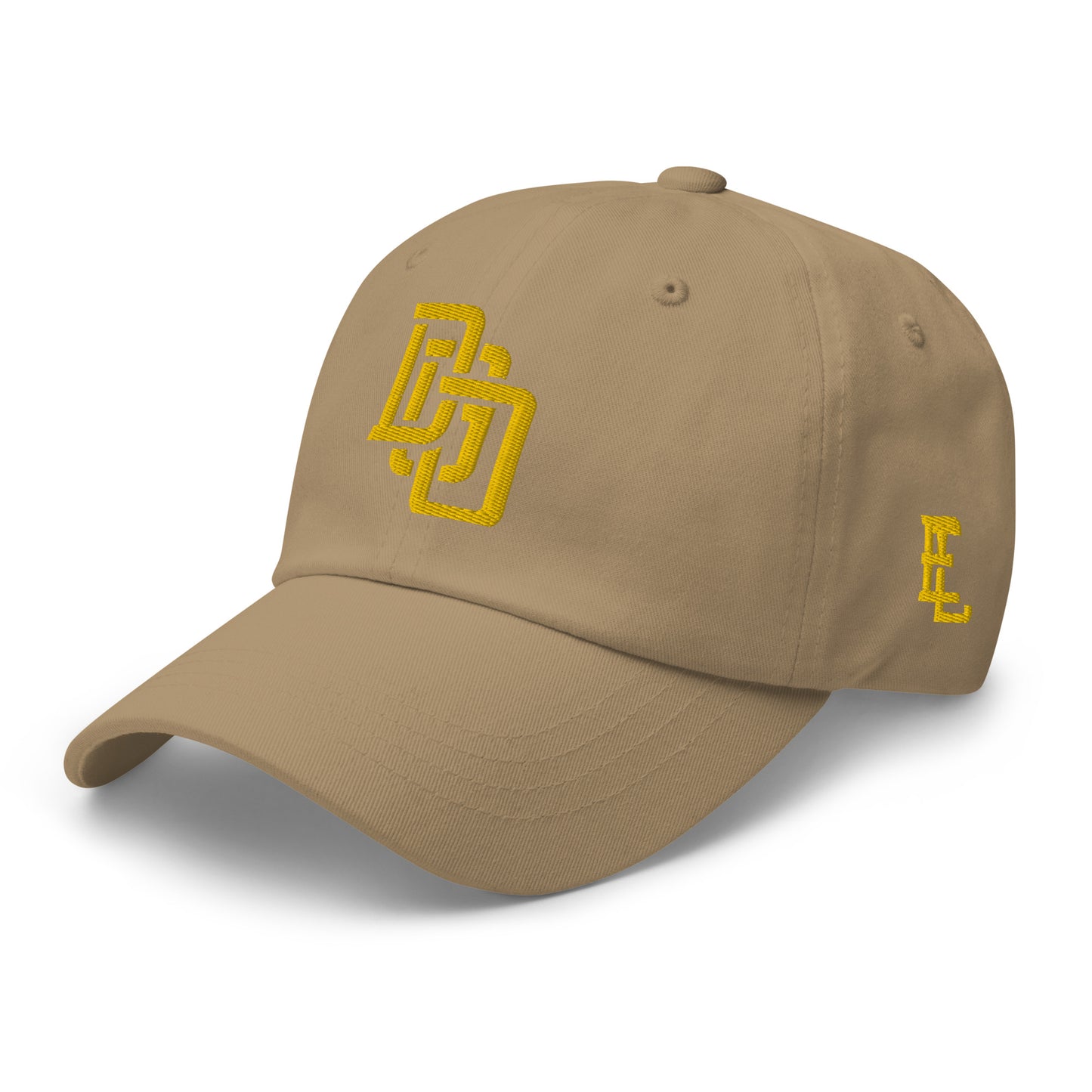 "DGO" Classic Dad Hat | Yupoong 6245CM | E Luna Brand ESSENTIAL Duocrest 2 Gold Thread Logos: Front & Left