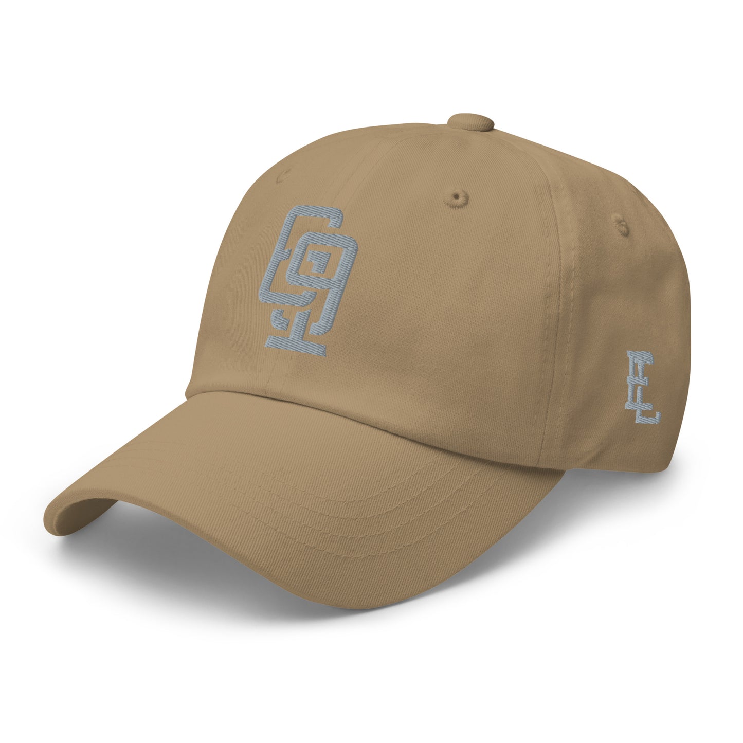 "619" Classic Dad Hat | Yupoong 6245CM | E Luna Brand ESSENTIAL Duocrest 2 Grey Thread Logos: Front & Left