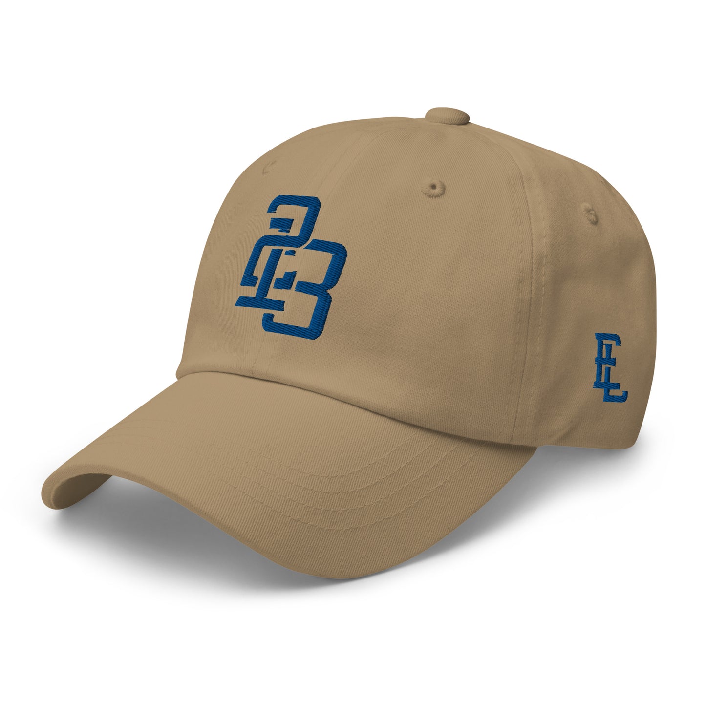 "213" Classic Dad Hat | Yupoong 6245CM | E Luna ESSENTIAL Duocrest 2 Royal Thread Front & Left Side Logos