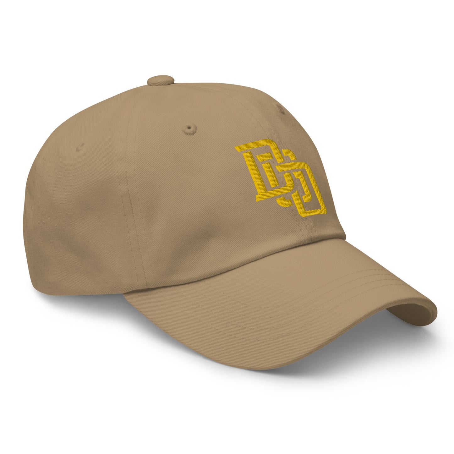 "DGO" Classic Dad Hat | Yupoong 6245CM | E Luna Brand ESSENTIAL Duocrest 2 Gold Thread Logos: Front & Left