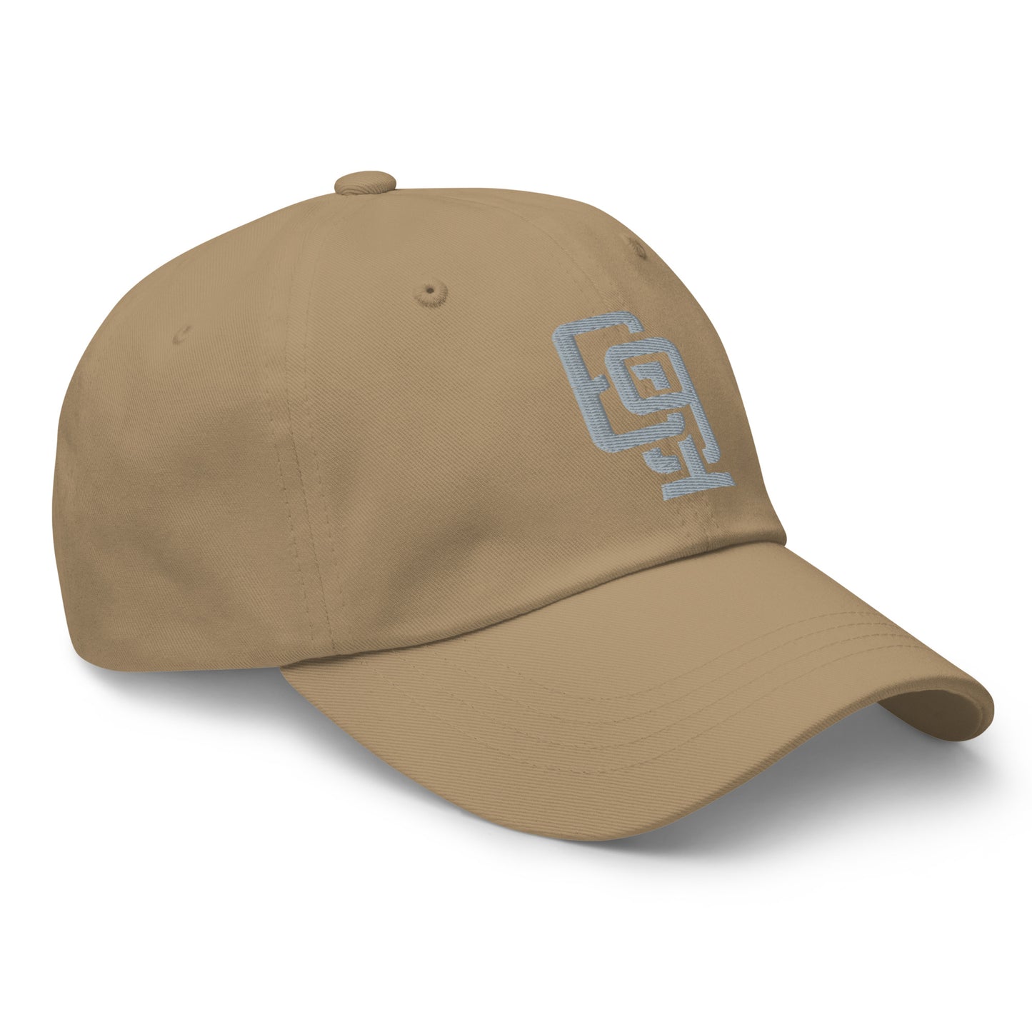 "619" Classic Dad Hat | Yupoong 6245CM | E Luna Brand ESSENTIAL Duocrest 2 Grey Thread Logos: Front & Left