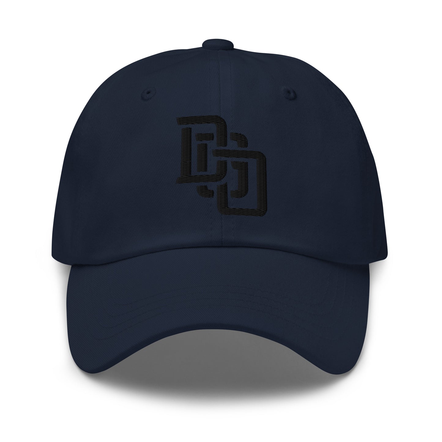 "DGO" Classic Dad Hat | Yupoong 6245CM | E Luna Brand ESSENTIAL Duocrest 2 Black Thread Logos: Front & Left