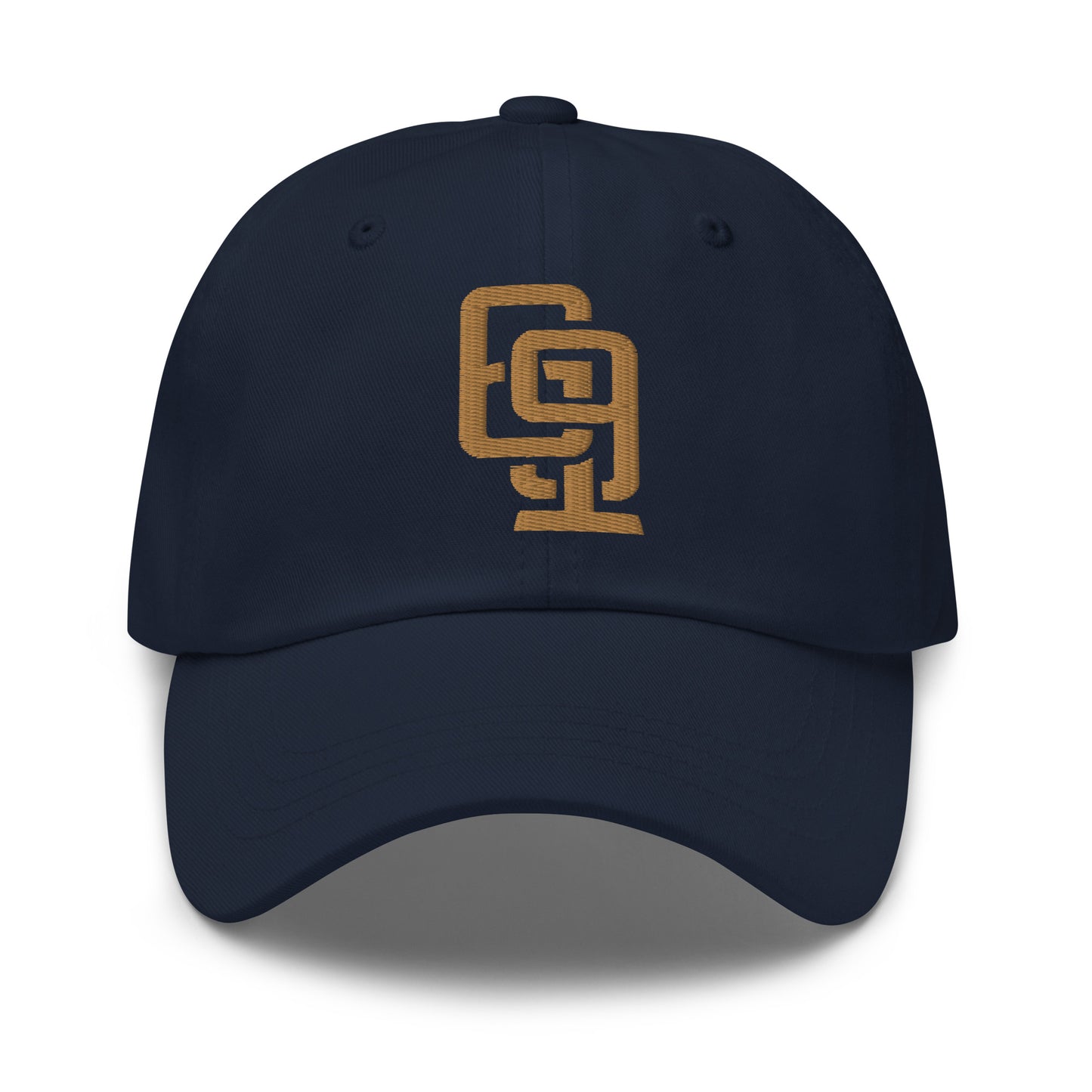 "619" Classic Dad Hat | Yupoong 6245CM | E Luna Brand ESSENTIAL Duocrest 2 Old Gold Thread Logos: Front & Left