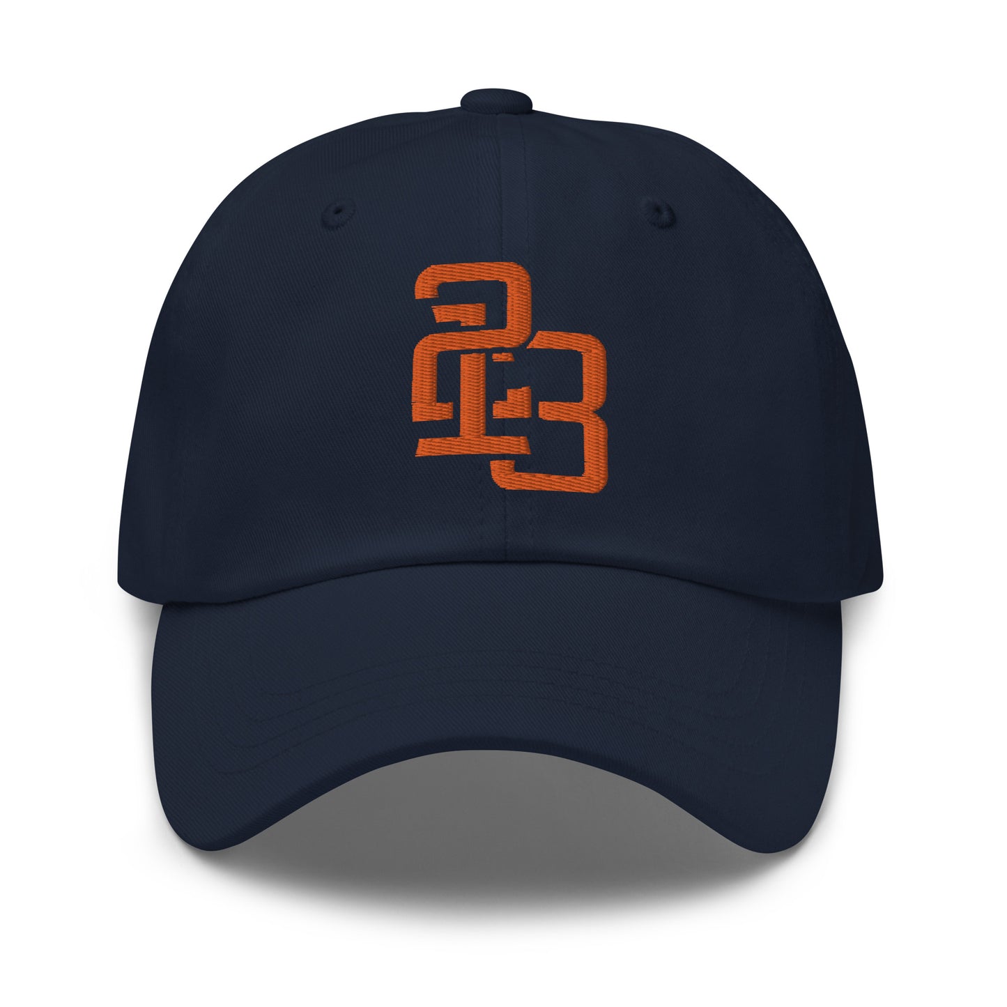 "213" Classic Dad Hat | Yupoong 6245CM | E Luna SELECT Tricrest 3 Orange Thread Front, Left Side & Back Logos