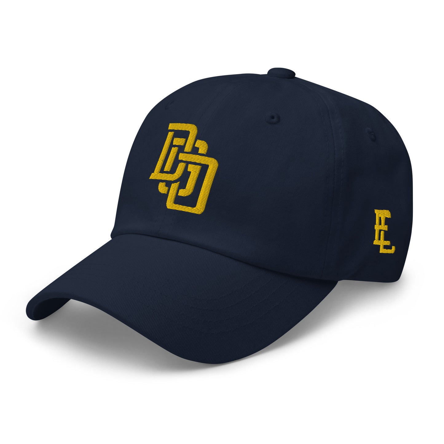 "DGO" Classic Dad Hat | Yupoong 6245CM | E Luna Brand ESSENTIAL Duocrest 2 Gold Thread Logos: Front & Left