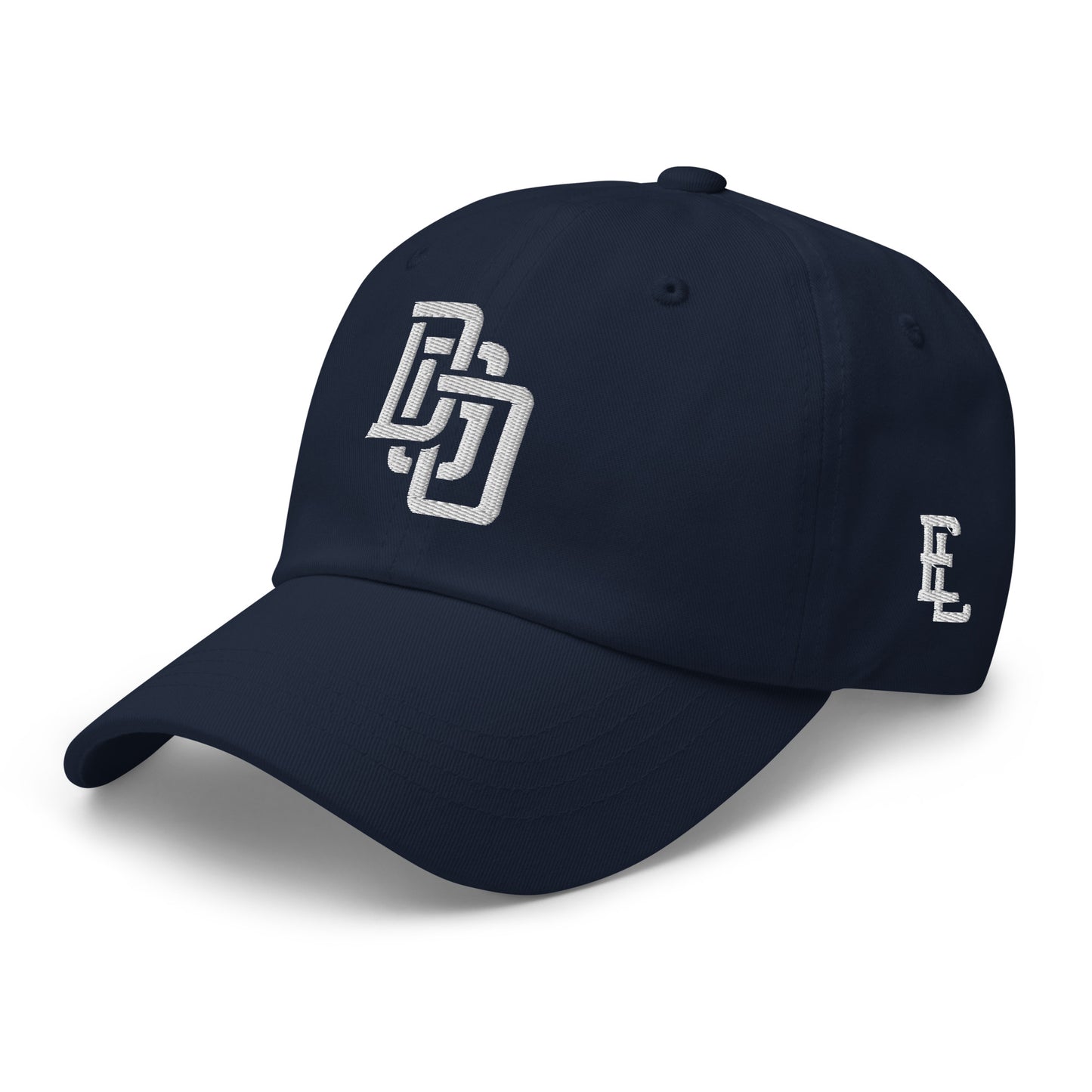 "DGO" Classic Dad Hat | Yupoong 6245CM | E Luna Brand ESSENTIAL Duocrest 2 White Thread Logos: Front & Left