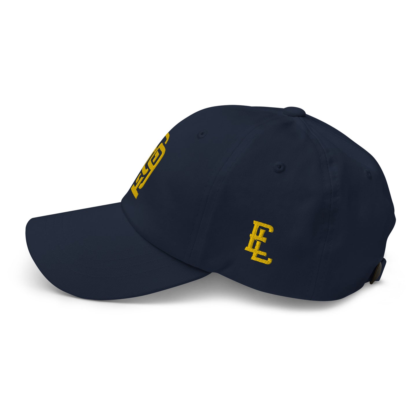 "619" Classic Dad Hat | Yupoong 6245CM | E Luna Brand ESSENTIAL Duocrest 2 Gold Thread Logos: Front & Left
