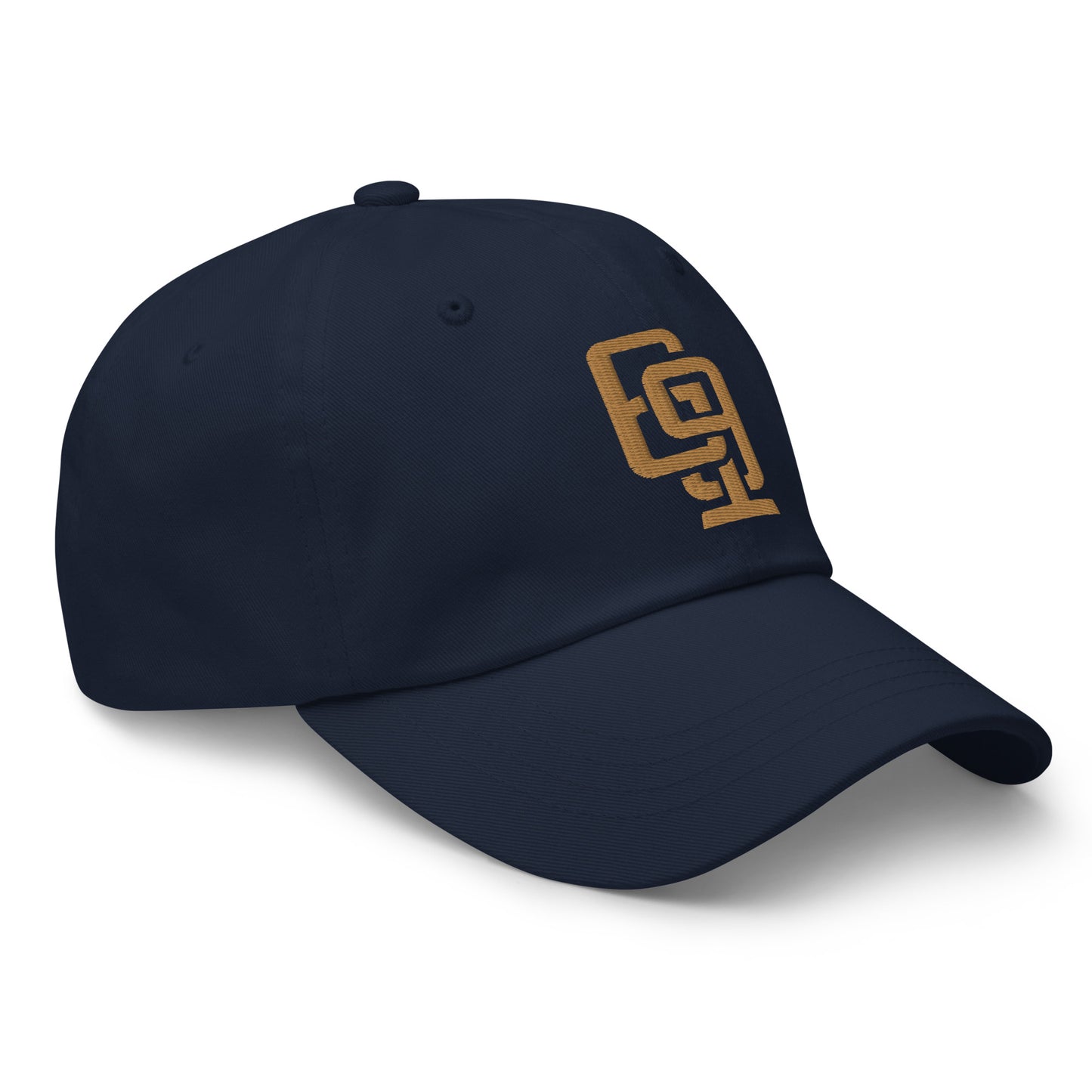 "619" Classic Dad Hat | Yupoong 6245CM | E Luna Brand ESSENTIAL Duocrest 2 Old Gold Thread Logos: Front & Left