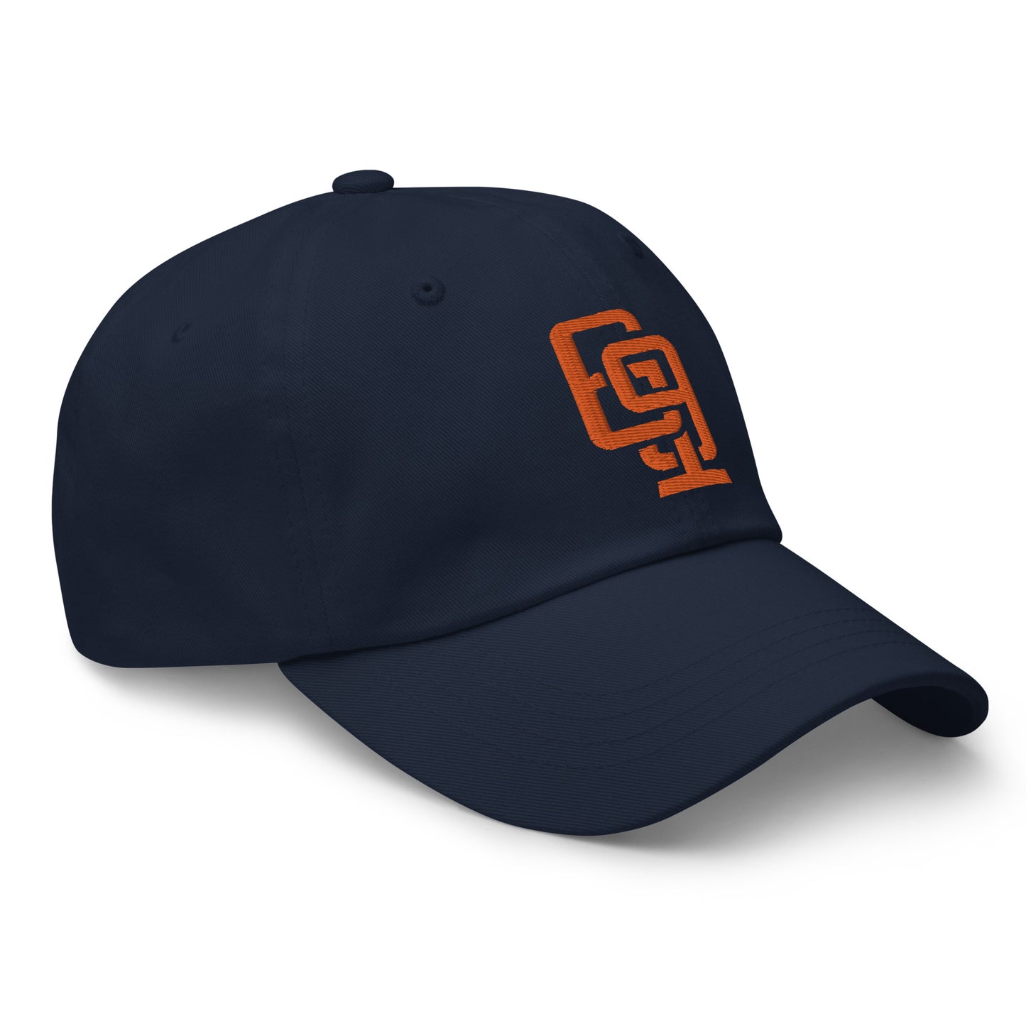 "619" Classic Dad Hat | Yupoong 6245CM | E Luna Brand ESSENTIAL Duocrest 2 Orange Thread Logos: Front & Left