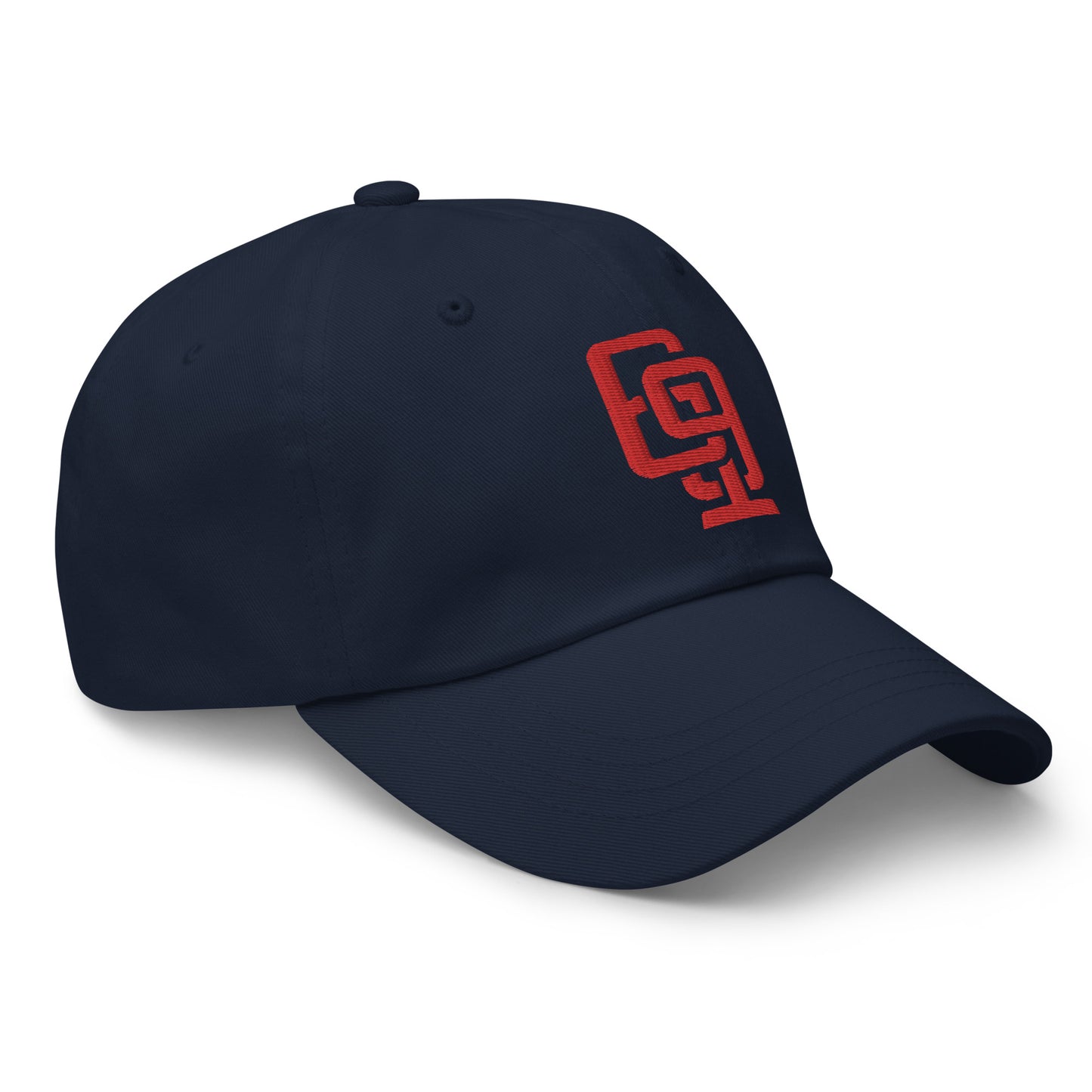 "619" Classic Dad Hat | Yupoong 6245CM | E Luna Brand ESSENTIAL Duocrest 2 Red Thread Logos: Front & Left