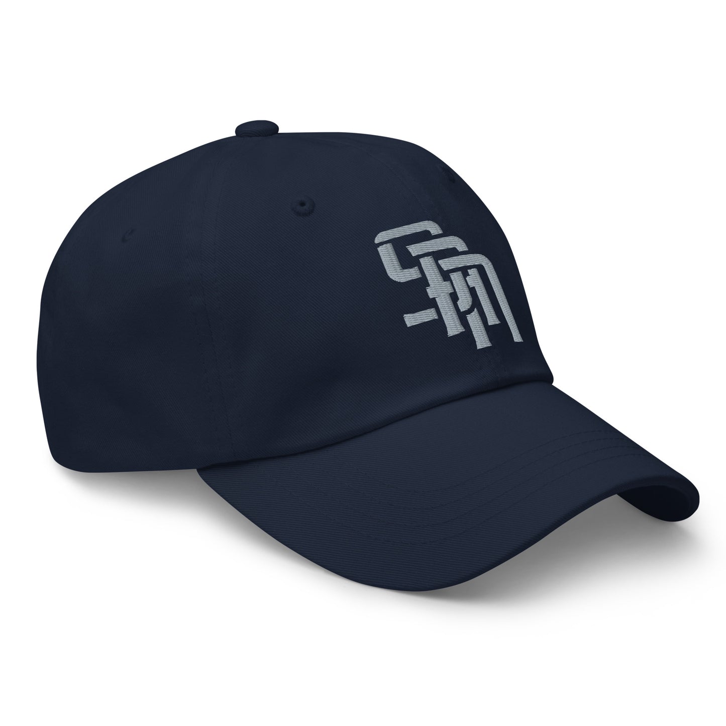 "SAN" Classic Dad Hat | Yupoong 6245CM | E Luna Brand ESSENTIAL Duocrest 2 Grey Thread Logos: Front & Left