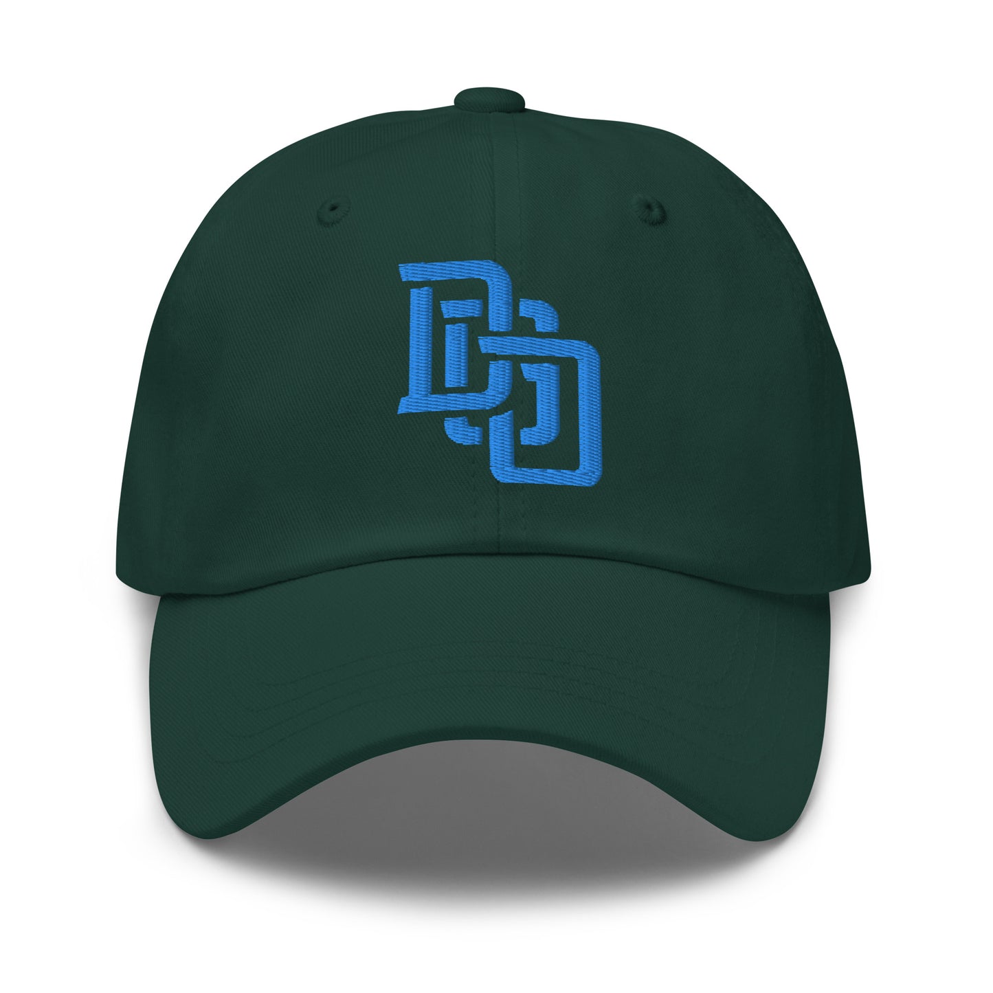 "DGO" Classic Dad Hat | Yupoong 6245CM | E Luna Brand ESSENTIAL Duocrest 2 Aqua/Teal Thread Logos: Front & Left