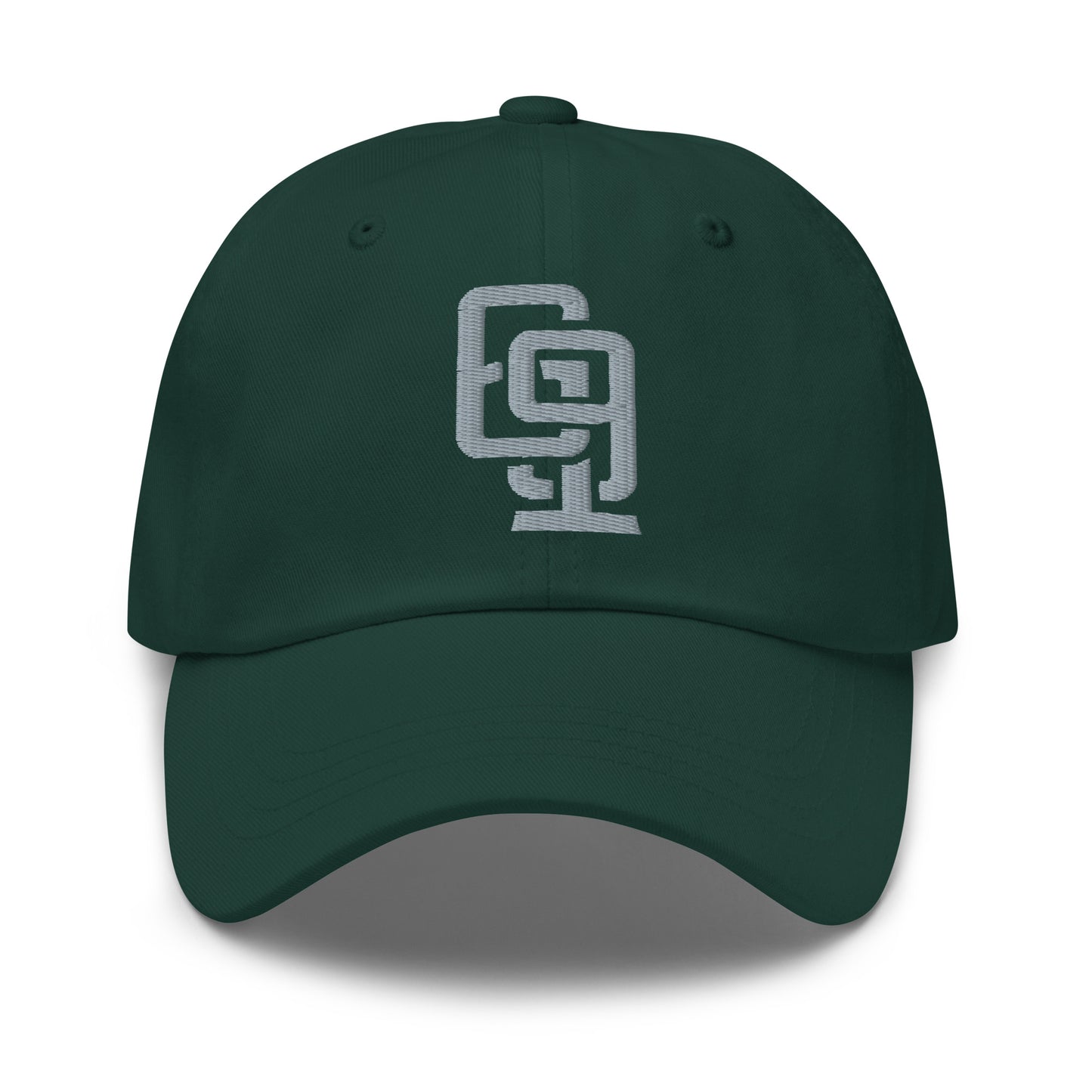 "619" Classic Dad Hat | Yupoong 6245CM | E Luna Brand ESSENTIAL Duocrest 2 Grey Thread Logos: Front & Left