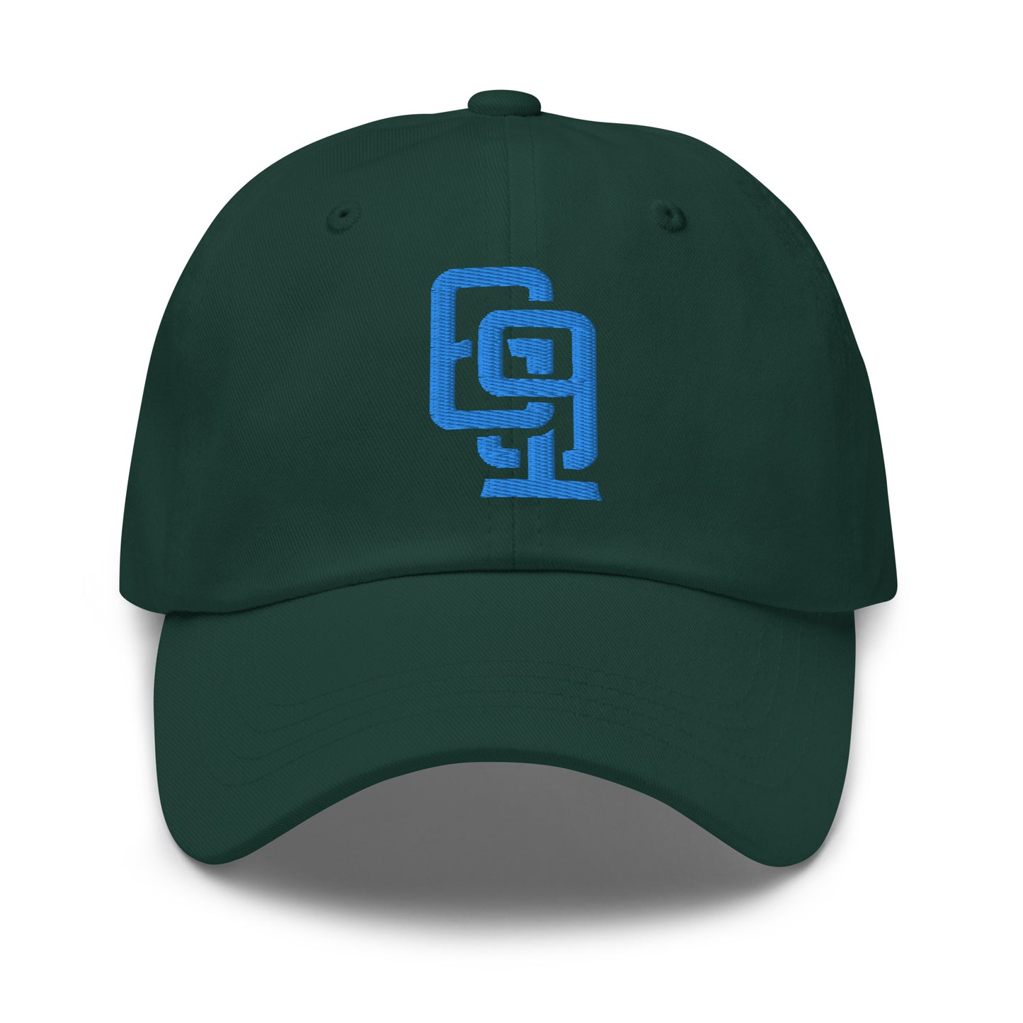 "619" Classic Dad Hat | Yupoong 6245CM | E Luna Brand ESSENTIAL Duocrest 2 Aqua/Teal Thread Logos: Front & Left