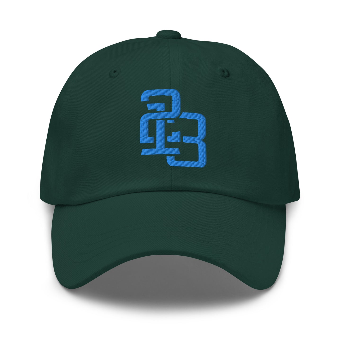 "213" Classic Dad Hat | Yupoong 6245CM | E Luna SELECT Tricrest 3 Aqua/Teal Thread Front, Left Side & Back Logos