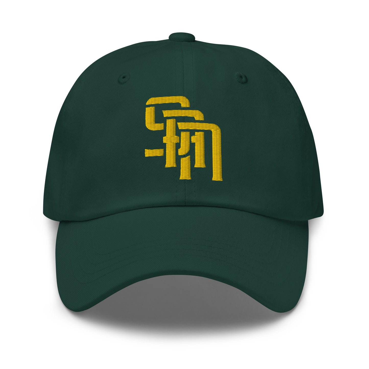 "SAN" Classic Dad Hat | Yupoong 6245CM | E Luna Brand ESSENTIAL Duocrest 2 Gold Thread Logos: Front & Left