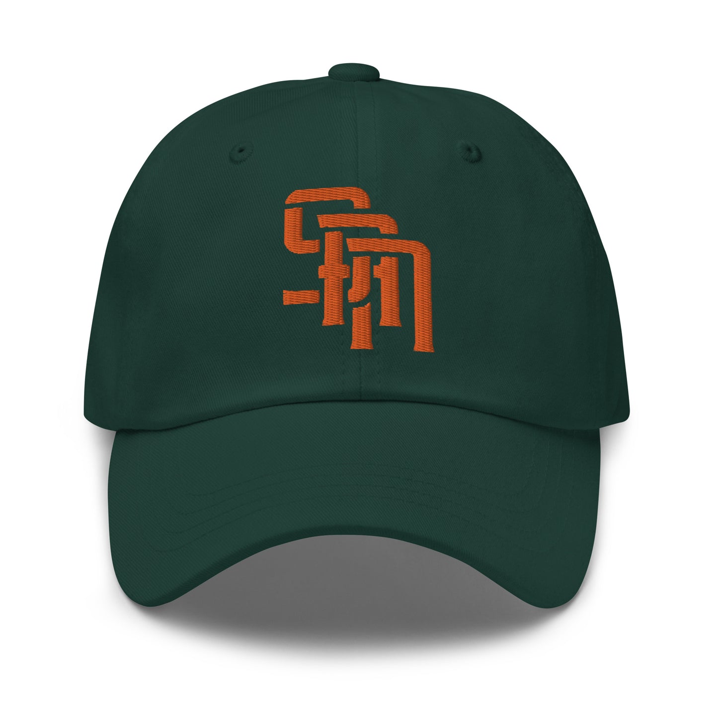 "SAN" Classic Dad Hat | Yupoong 6245CM | E Luna Brand ESSENTIAL Duocrest 2 Orange Thread Logos: Front & Left