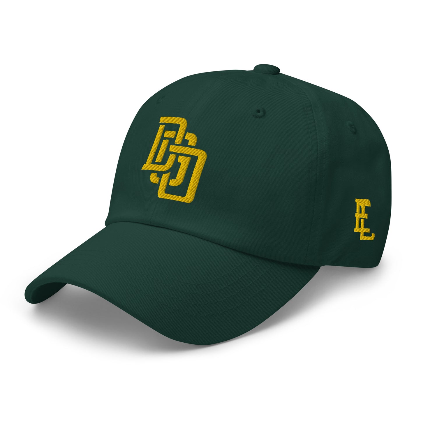 "DGO" Classic Dad Hat | Yupoong 6245CM | E Luna Brand ESSENTIAL Duocrest 2 Gold Thread Logos: Front & Left