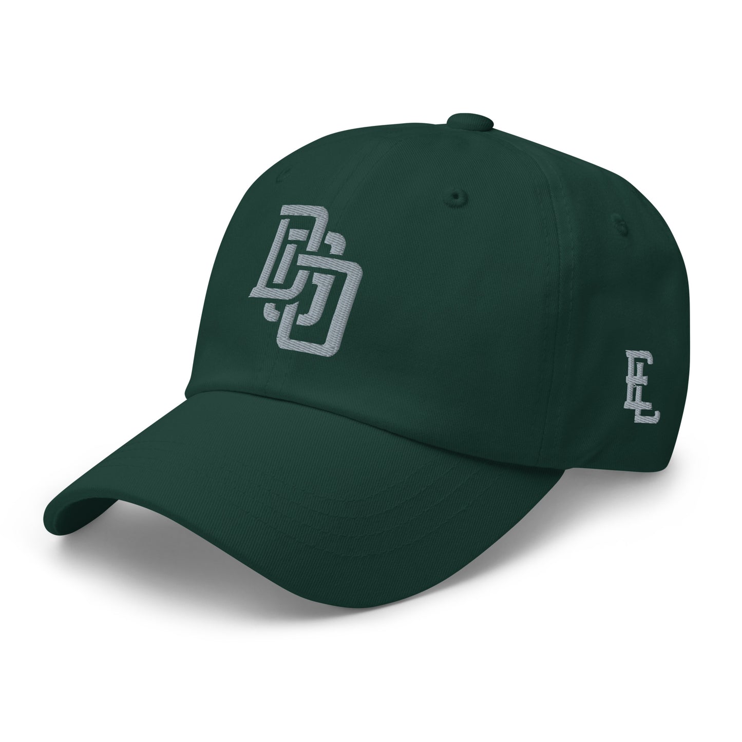"DGO" Classic Dad Hat | Yupoong 6245CM | E Luna Brand ESSENTIAL Duocrest 2 Grey Thread Logos: Front & Left
