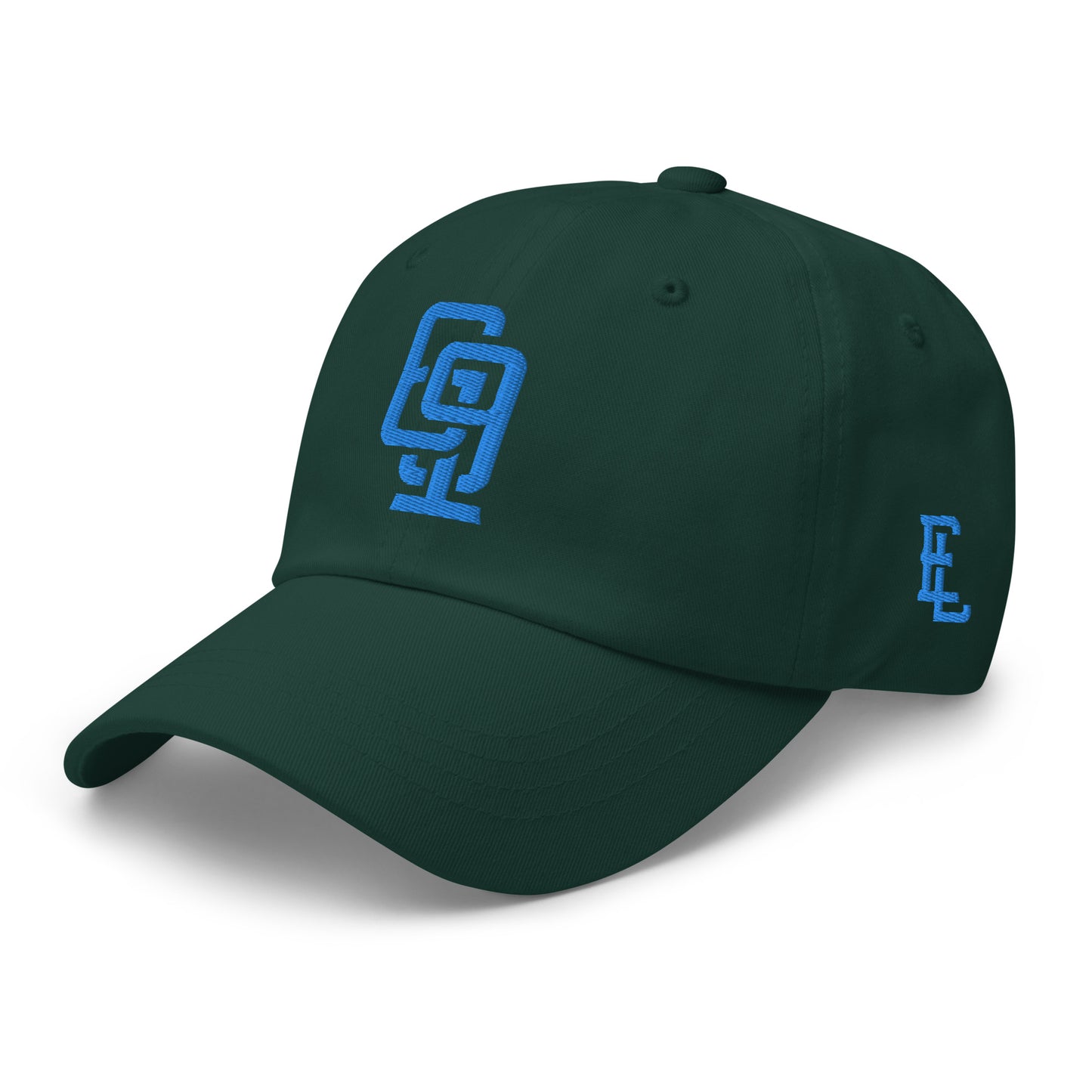 "619" Classic Dad Hat | Yupoong 6245CM | E Luna Brand ESSENTIAL Duocrest 2 Aqua/Teal Thread Logos: Front & Left