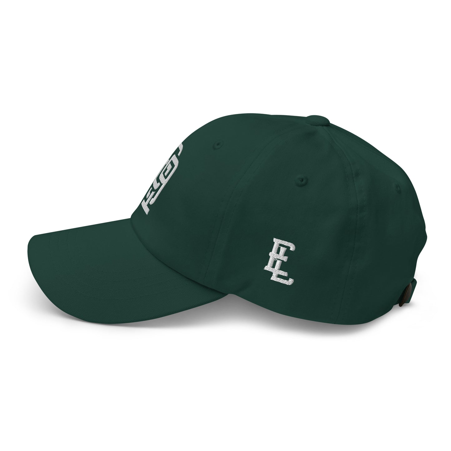 "619" Classic Dad Hat | Yupoong 6245CM | E Luna Brand ESSENTIAL Duocrest 2 White Thread Logos: Front & Left