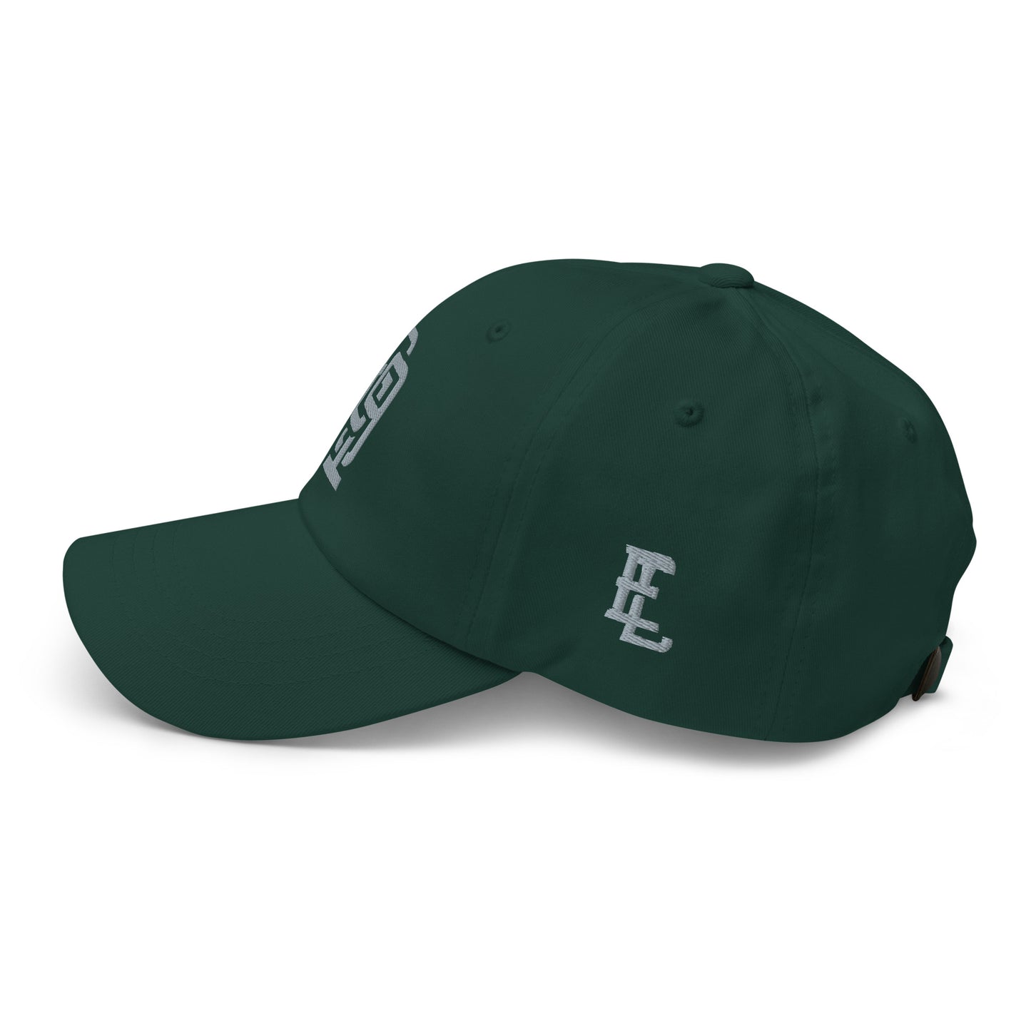 "619" Classic Dad Hat | Yupoong 6245CM | E Luna Brand ESSENTIAL Duocrest 2 Grey Thread Logos: Front & Left