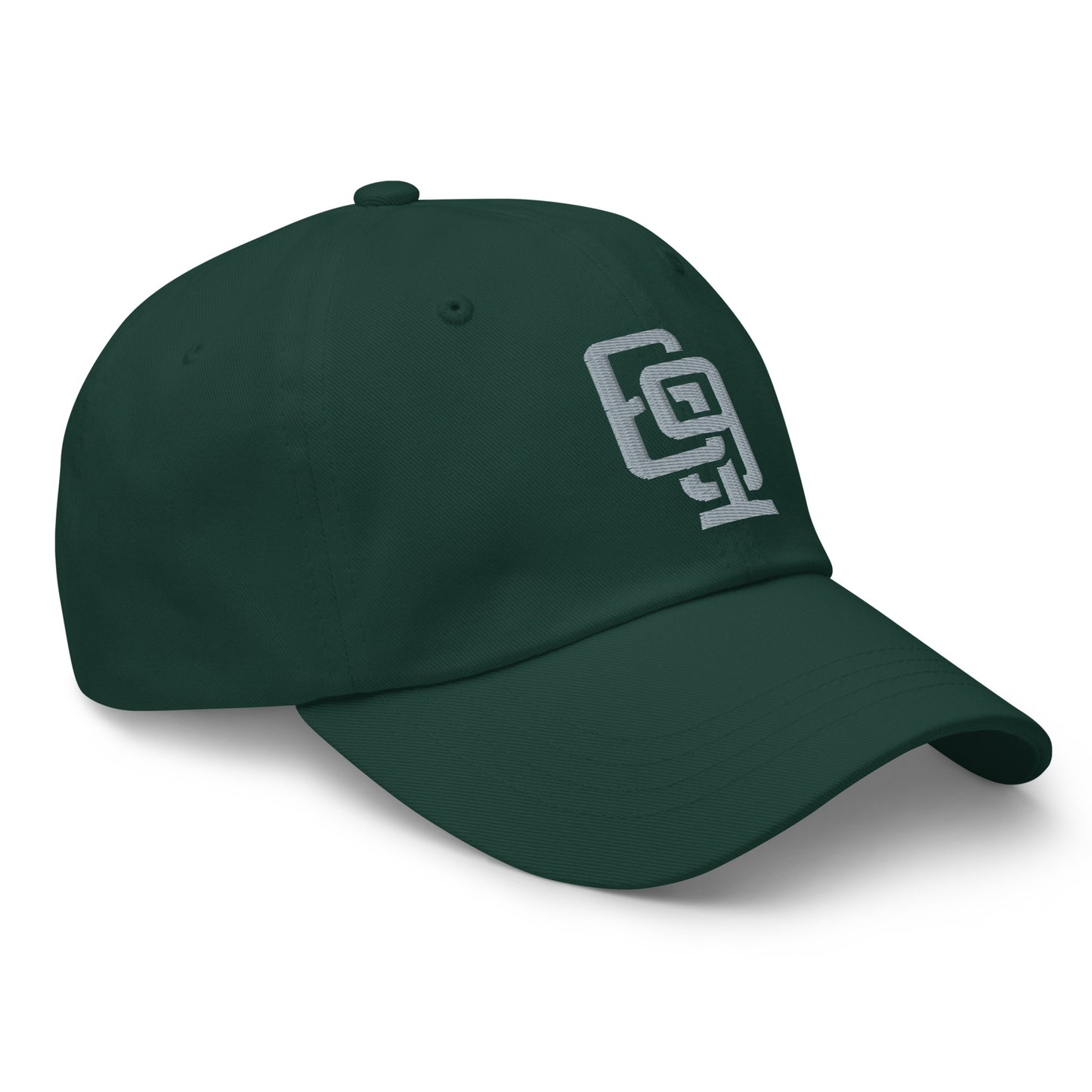 "619" Classic Dad Hat | Yupoong 6245CM | E Luna Brand ESSENTIAL Duocrest 2 Grey Thread Logos: Front & Left