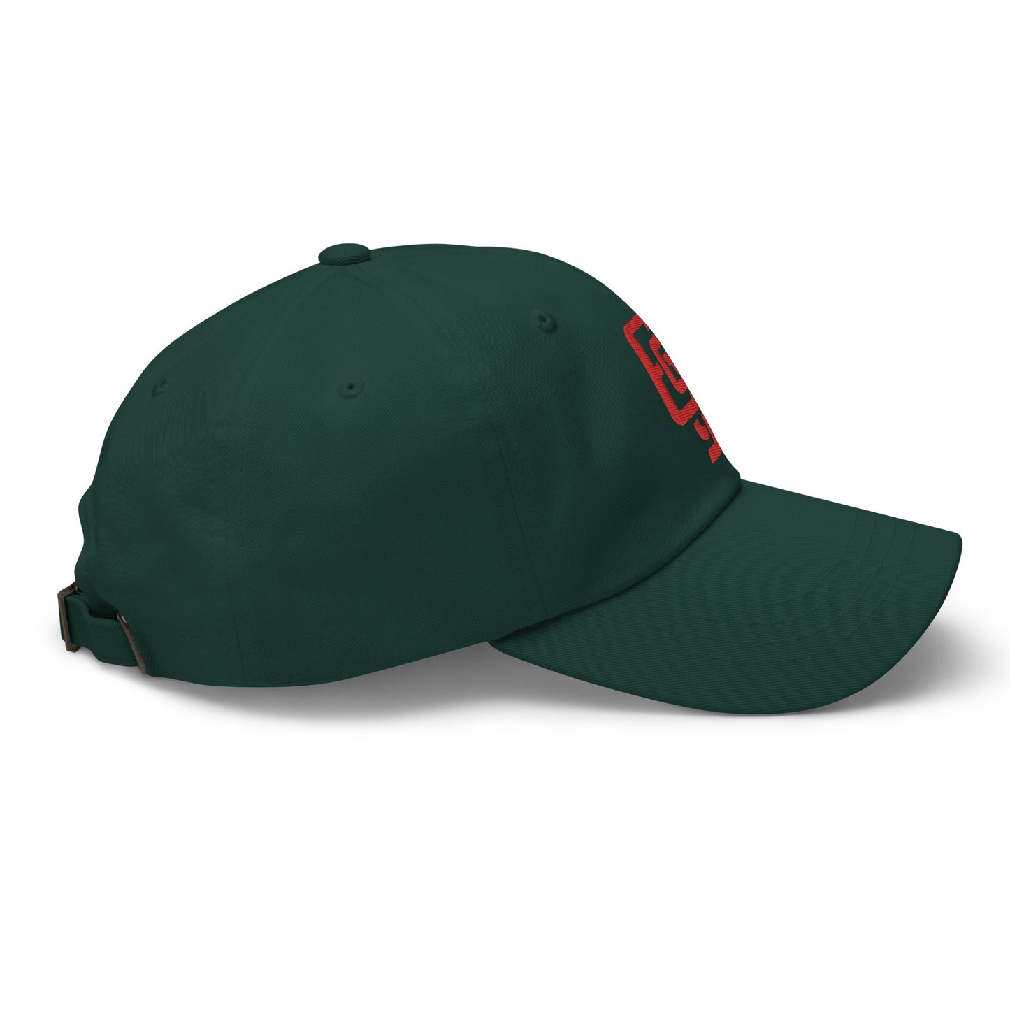 "619" Classic Dad Hat | Yupoong 6245CM | E Luna Brand ESSENTIAL Duocrest 2 Red Thread Logos: Front & Left