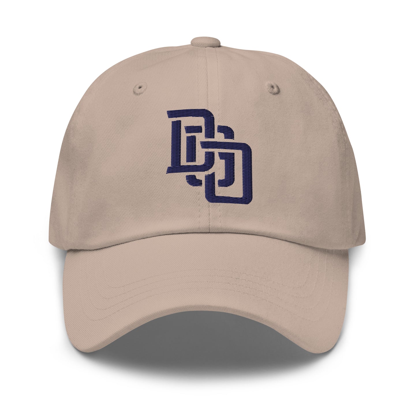 "DGO" Classic Dad Hat | Yupoong 6245CM | E Luna Brand ESSENTIAL Duocrest 2 Navy Thread Logos: Front & Left
