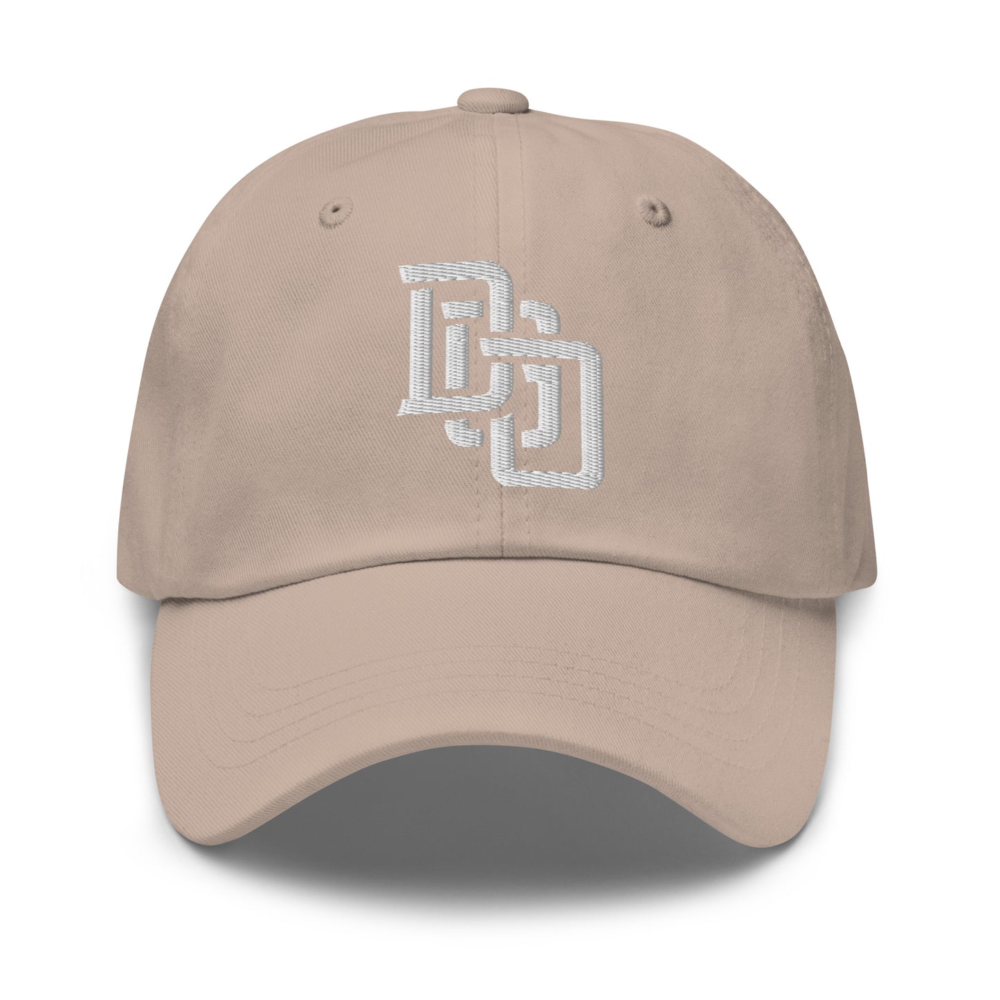 "DGO" Classic Dad Hat | Yupoong 6245CM | E Luna Brand ESSENTIAL Duocrest 2 White Thread Logos: Front & Left