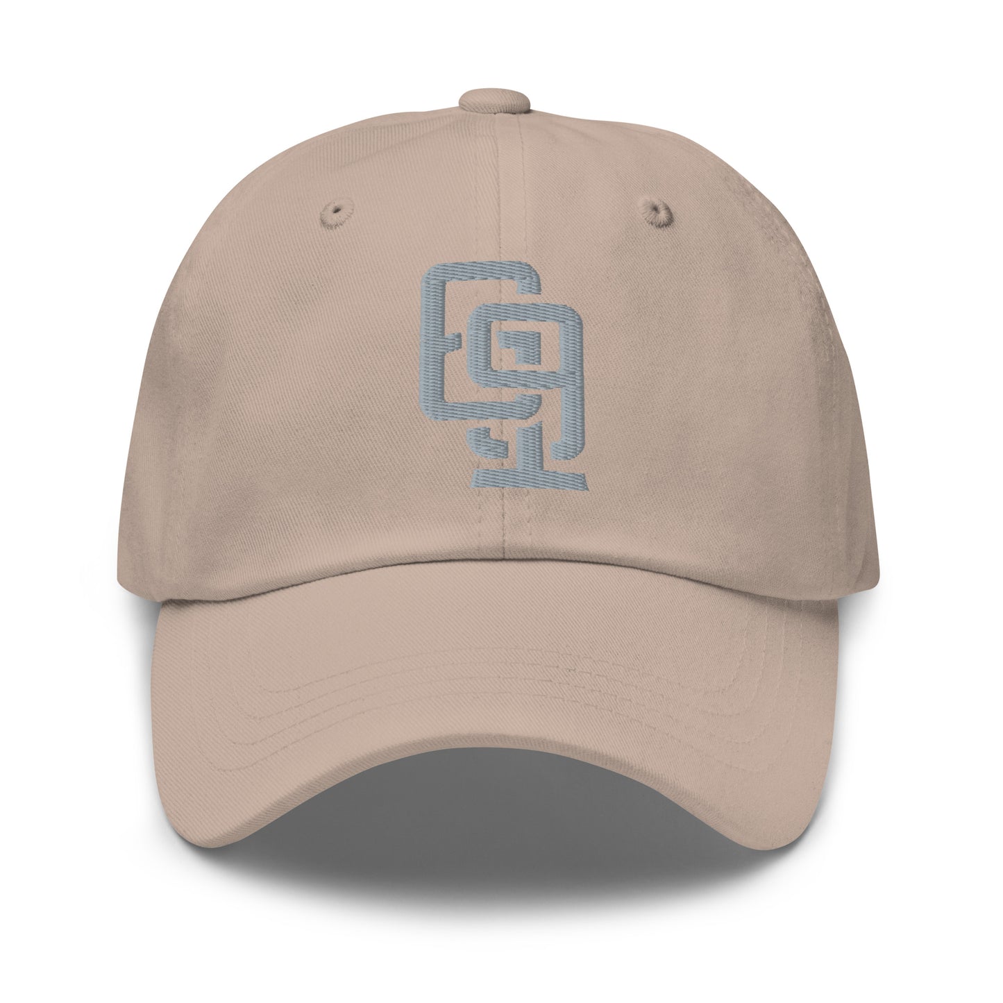 "619" Classic Dad Hat | Yupoong 6245CM | E Luna Brand ESSENTIAL Duocrest 2 Grey Thread Logos: Front & Left