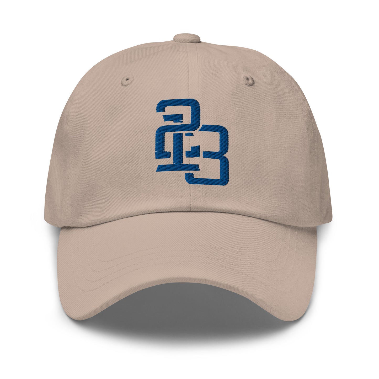 "213" Classic Dad Hat | Yupoong 6245CM | E Luna ESSENTIAL Duocrest 2 Royal Thread Front & Left Side Logos