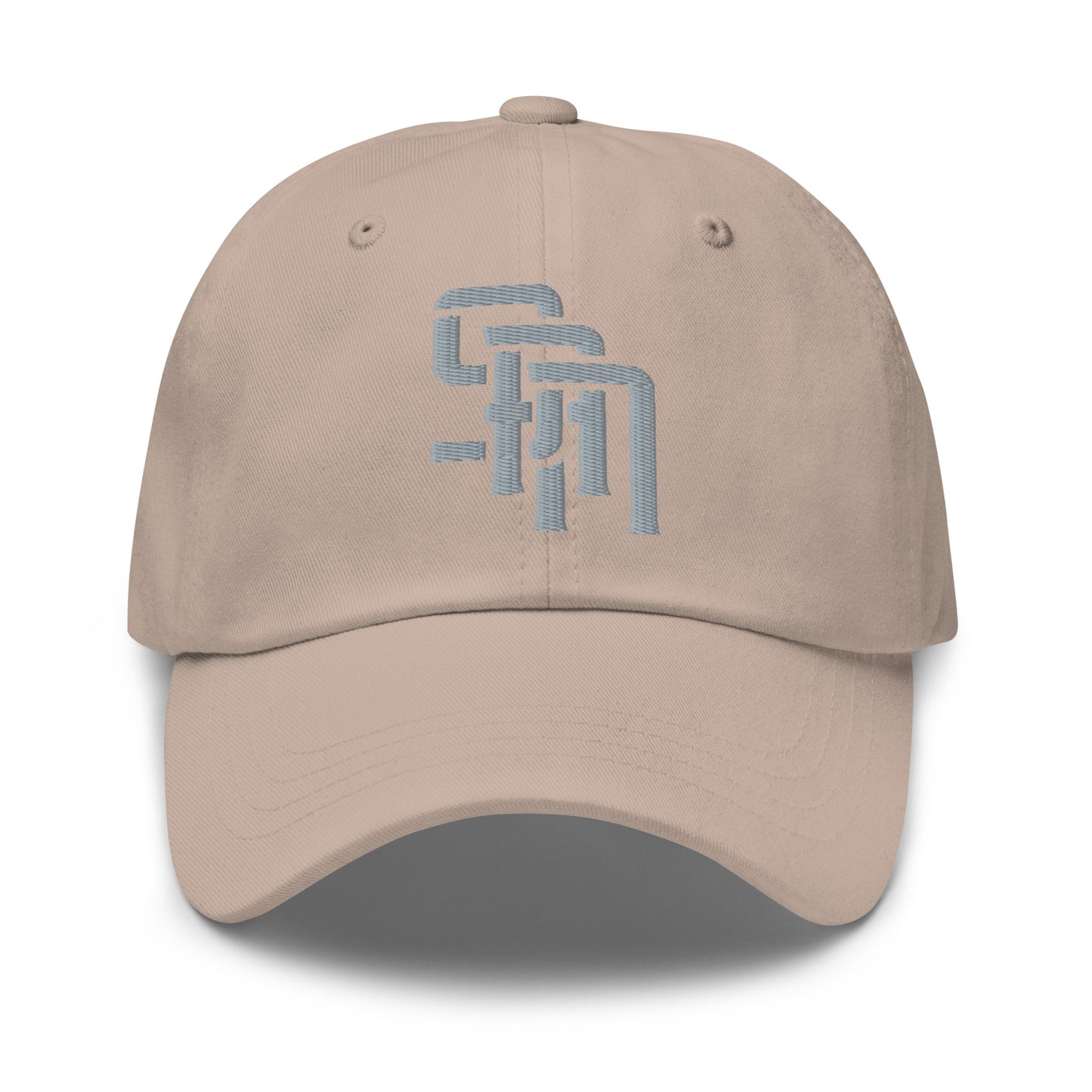 "SAN" Classic Dad Hat | Yupoong 6245CM | E Luna Brand ESSENTIAL Duocrest 2 Grey Thread Logos: Front & Left