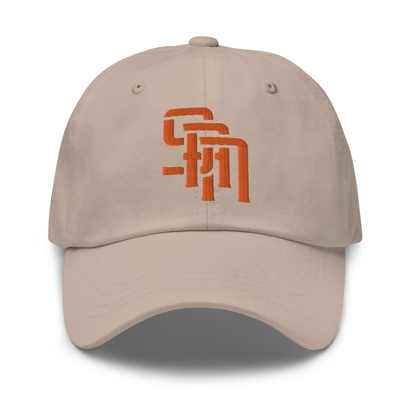 "SAN" Classic Dad Hat | Yupoong 6245CM | E Luna Brand ESSENTIAL Duocrest 2 Orange Thread Logos: Front & Left
