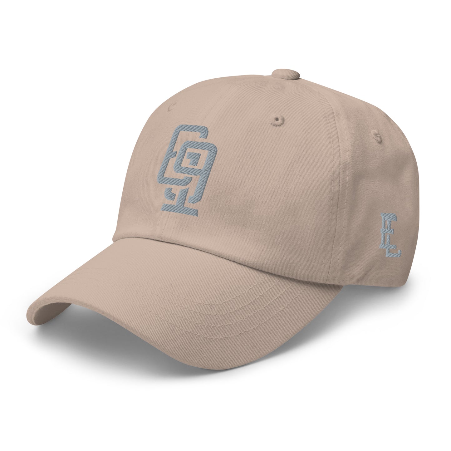 "619" Classic Dad Hat | Yupoong 6245CM | E Luna Brand ESSENTIAL Duocrest 2 Grey Thread Logos: Front & Left