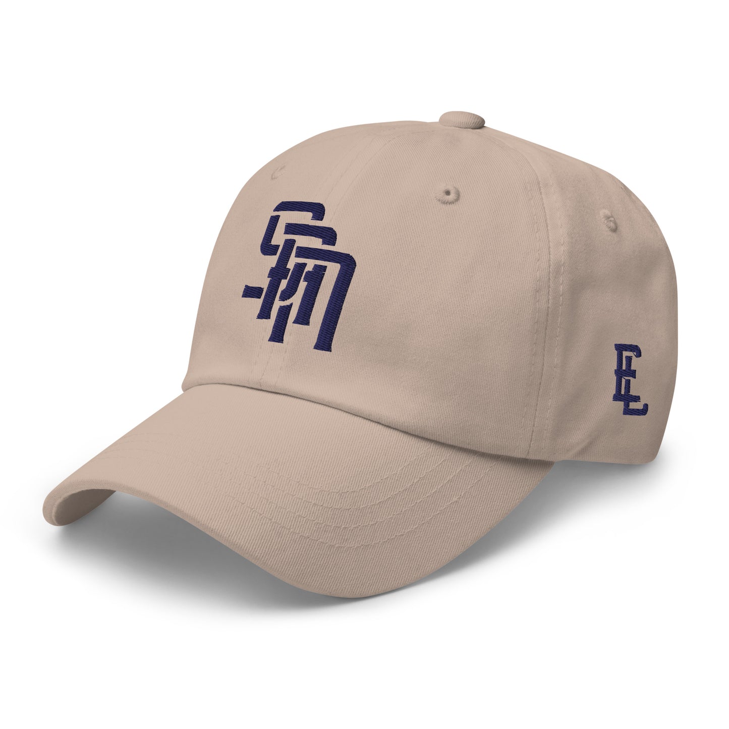 "SAN" Classic Dad Hat | Yupoong 6245CM | E Luna Brand ESSENTIAL Duocrest 2 Navy Thread Logos: Front & Left