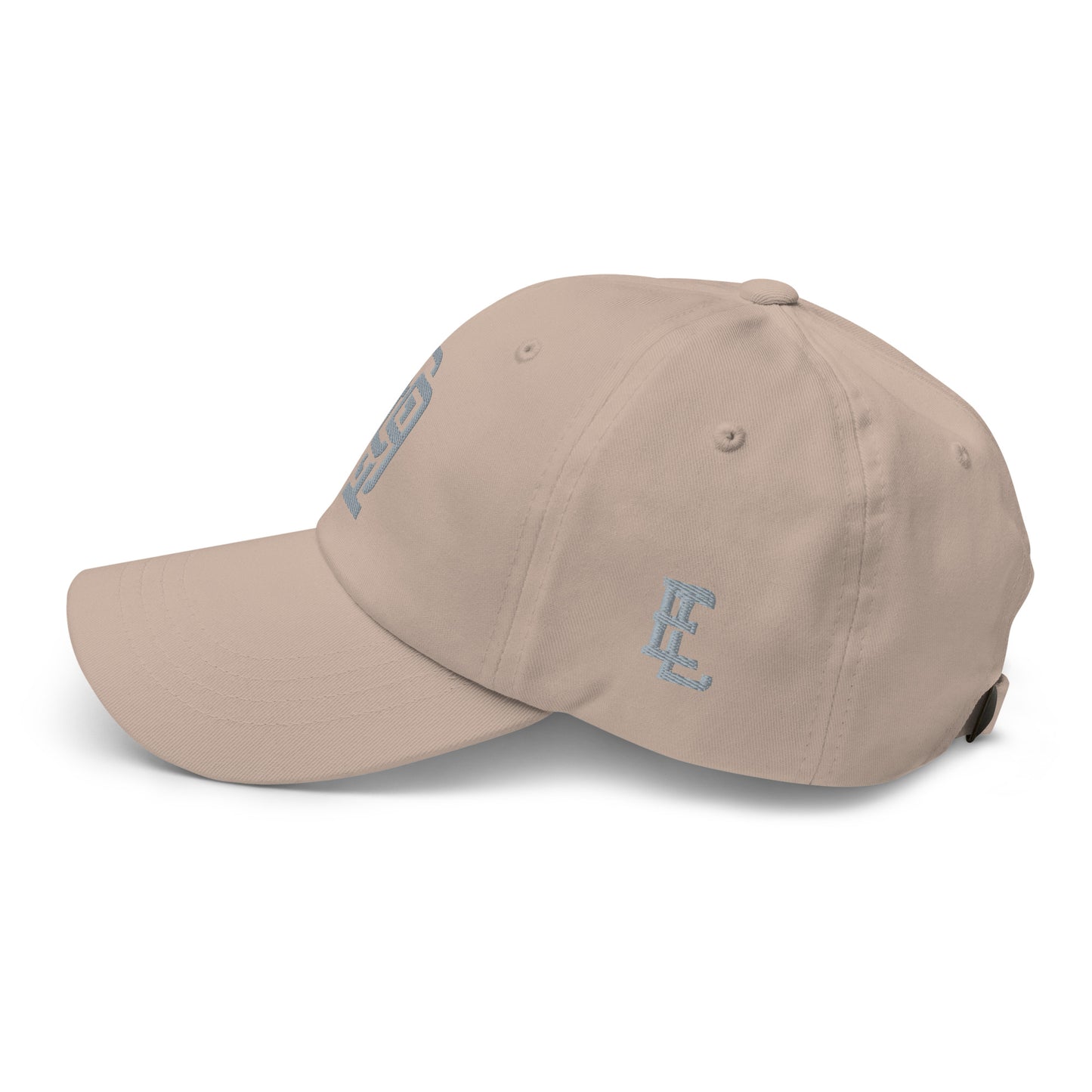 "619" Classic Dad Hat | Yupoong 6245CM | E Luna Brand ESSENTIAL Duocrest 2 Grey Thread Logos: Front & Left
