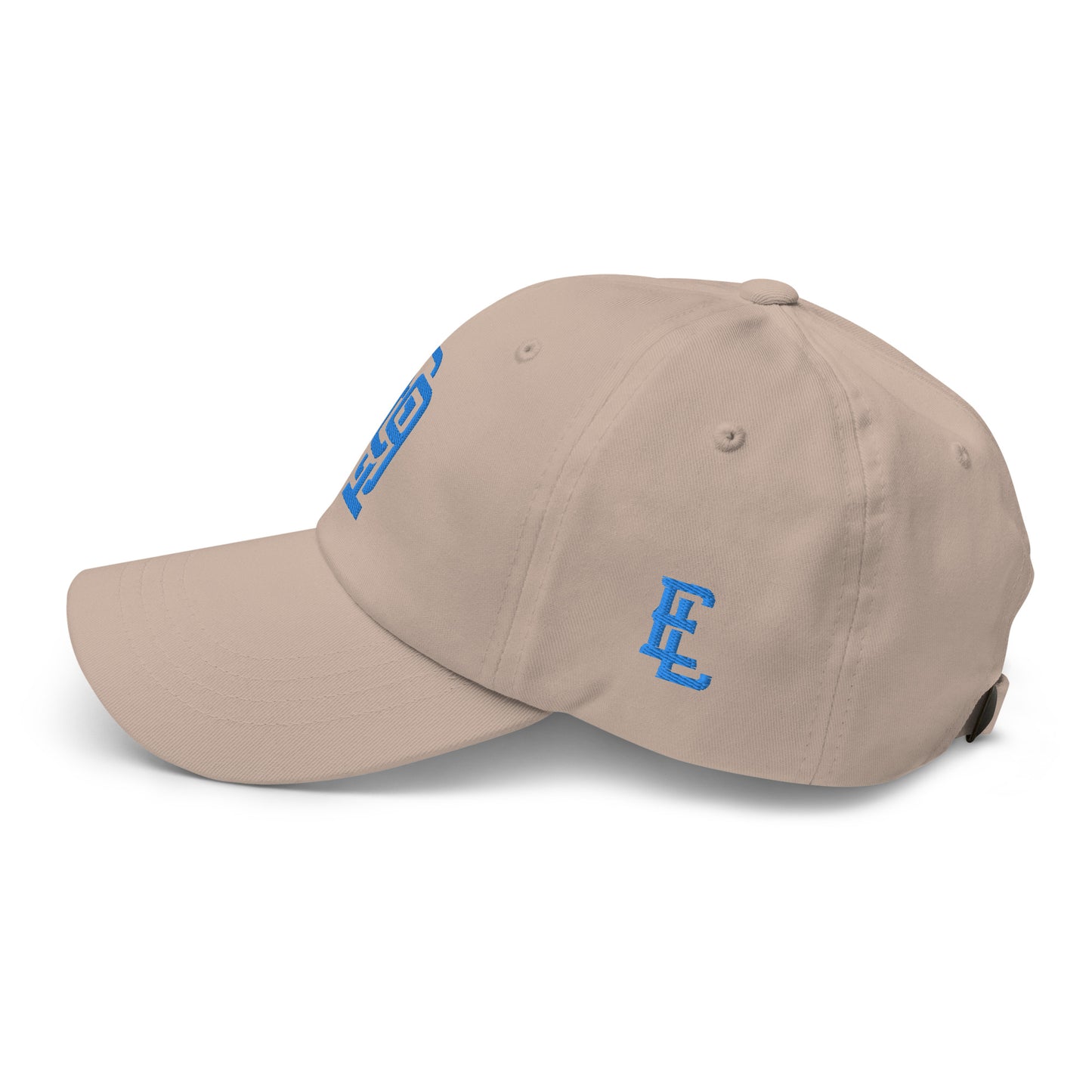 "619" Classic Dad Hat | Yupoong 6245CM | E Luna Brand ESSENTIAL Duocrest 2 Aqua/Teal Thread Logos: Front & Left