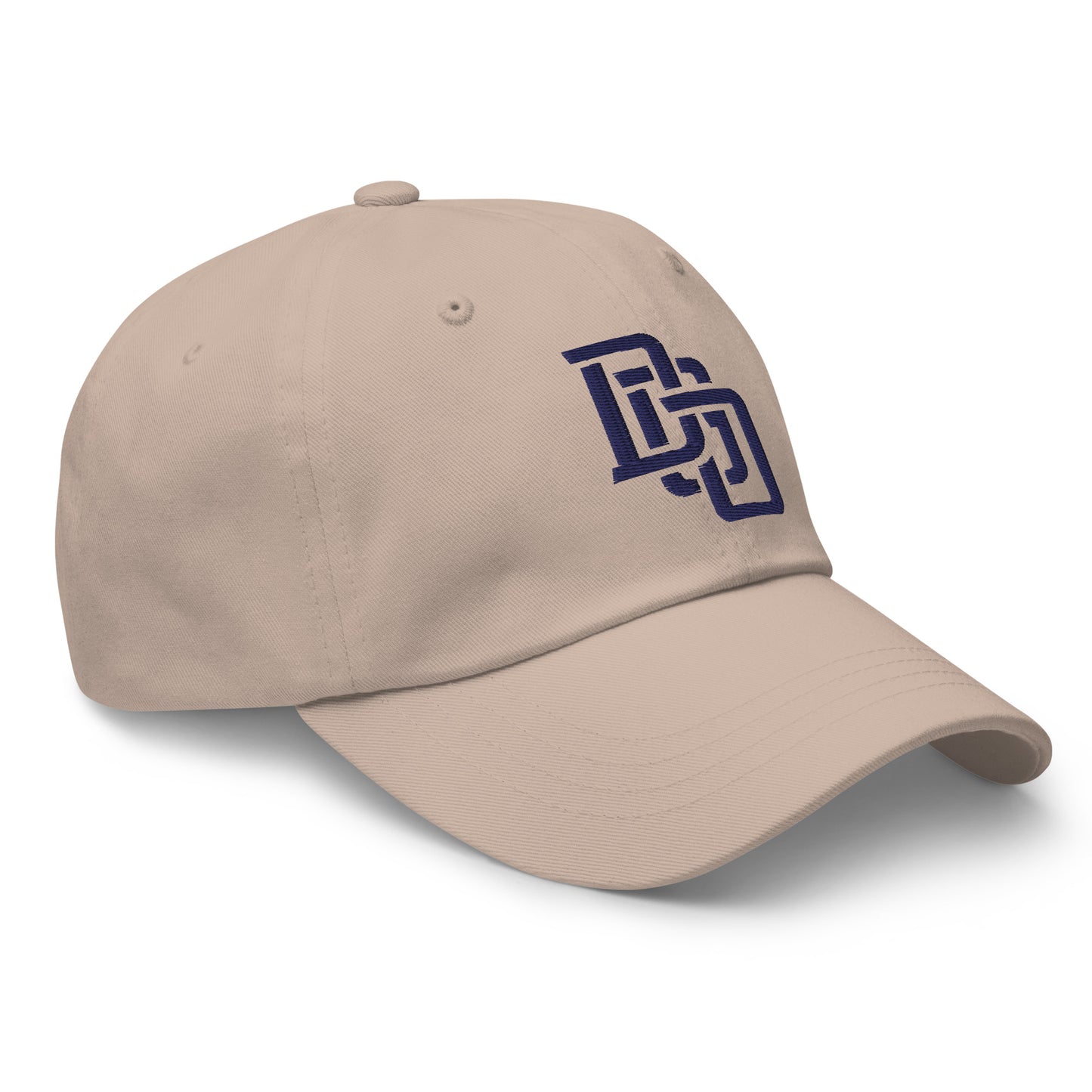 "DGO" Classic Dad Hat | Yupoong 6245CM | E Luna Brand ESSENTIAL Duocrest 2 Navy Thread Logos: Front & Left
