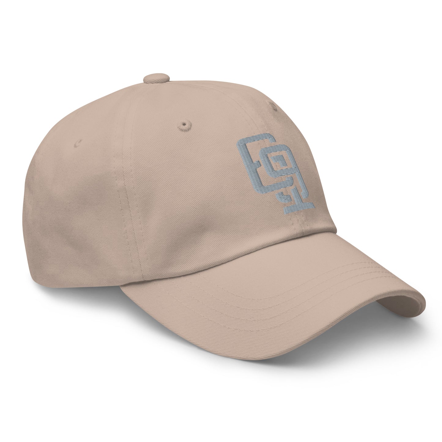 "619" Classic Dad Hat | Yupoong 6245CM | E Luna Brand ESSENTIAL Duocrest 2 Grey Thread Logos: Front & Left